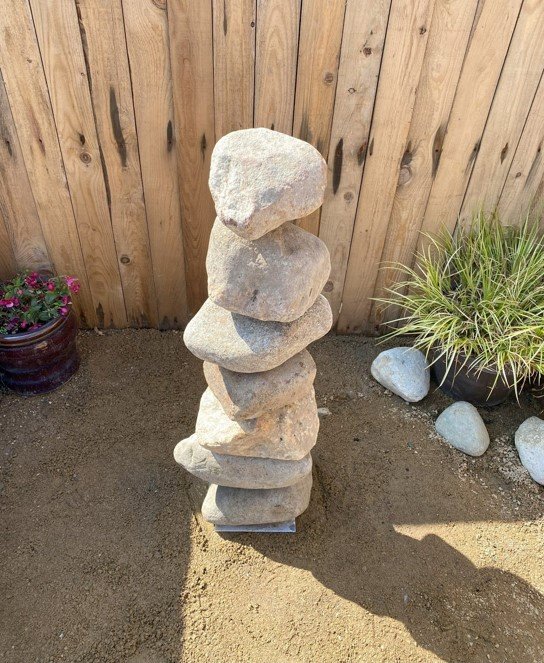 Medium Stacked Stone Decorative Pebble Tower (800mm)