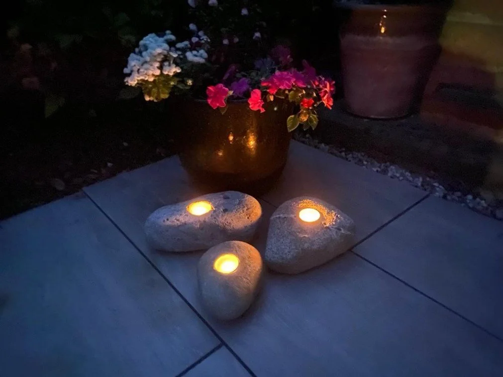 3 Drilled 1 Hole Boulder Candle Stones