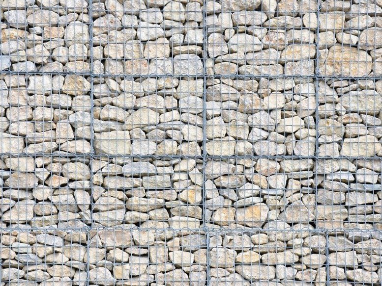 Light Limestone Gabion Stone Wall