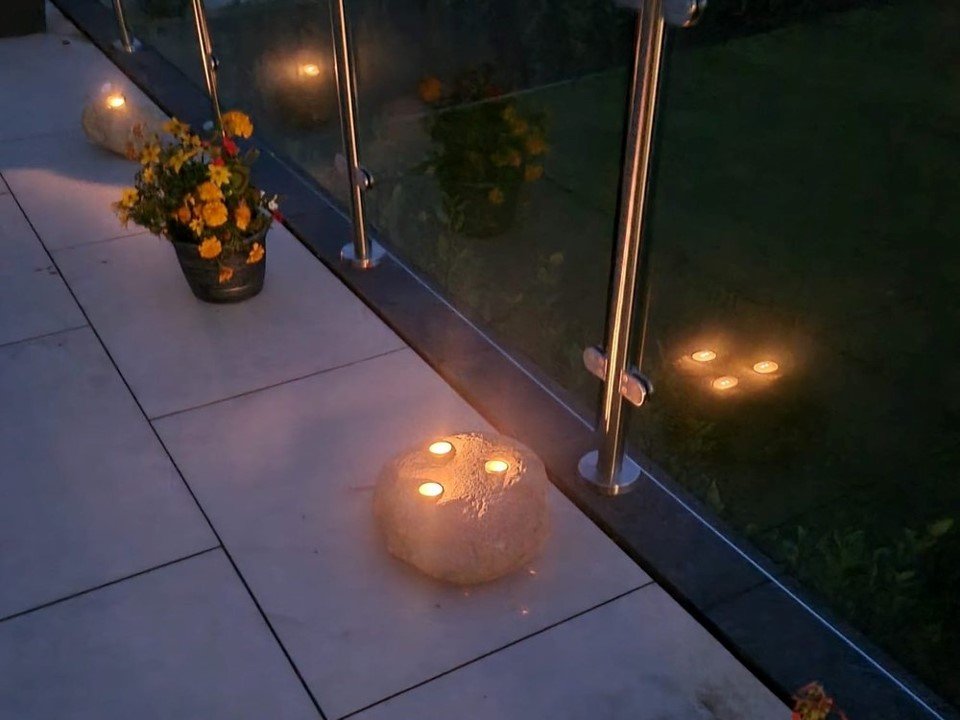 Medium Drilled 3 Hole Boulder Candle Stone