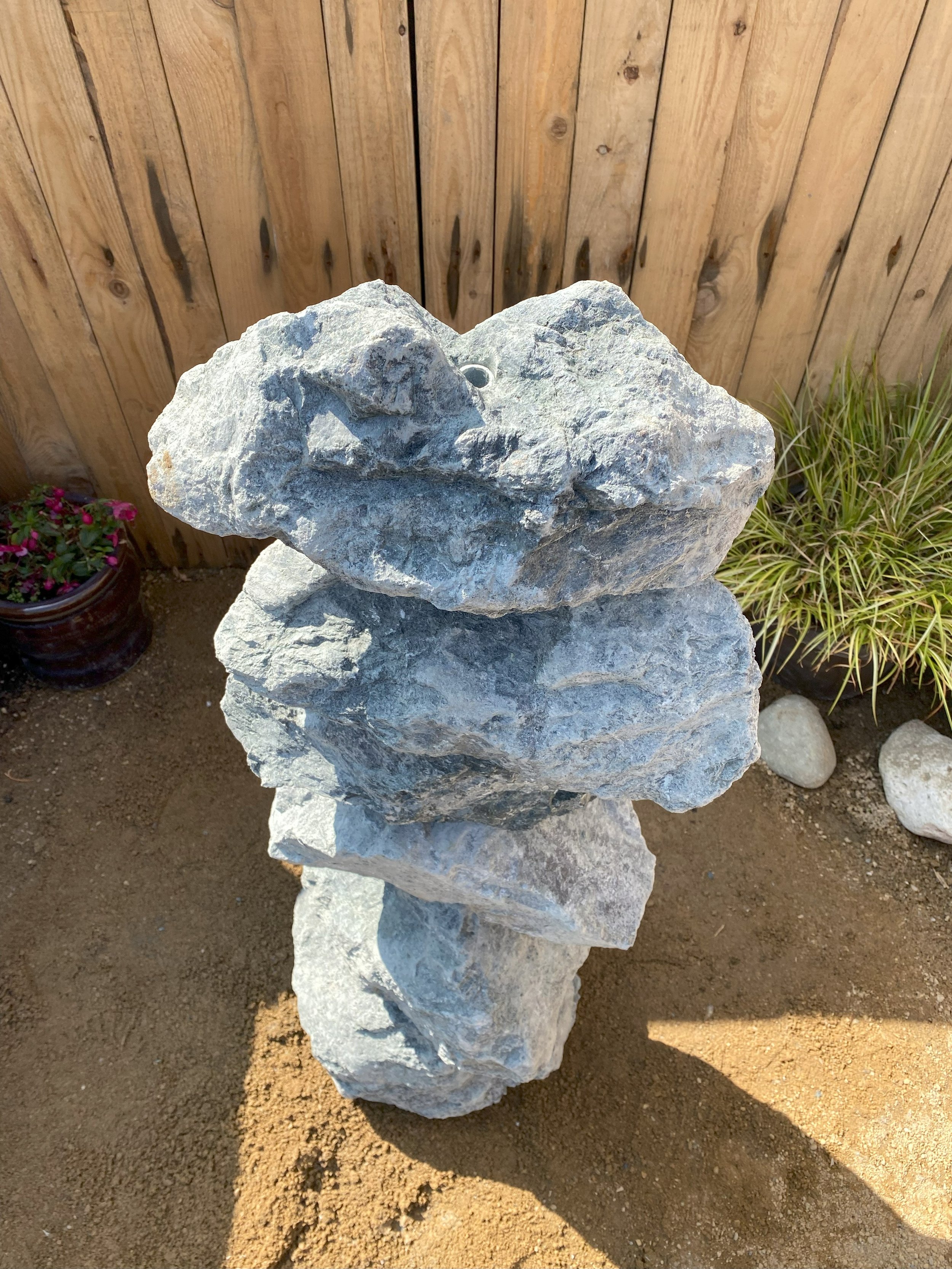 Large Green Granite Water Feature Top View (1000mm)