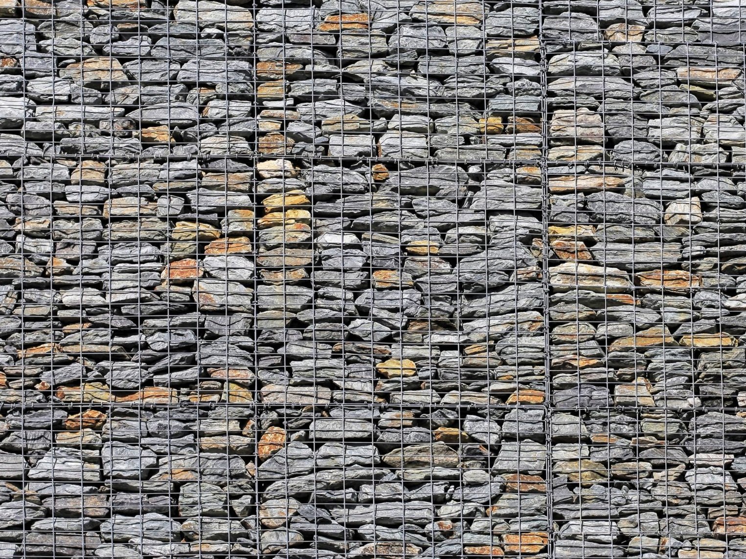 Grey Welsh Slate Gabion Stone Wall