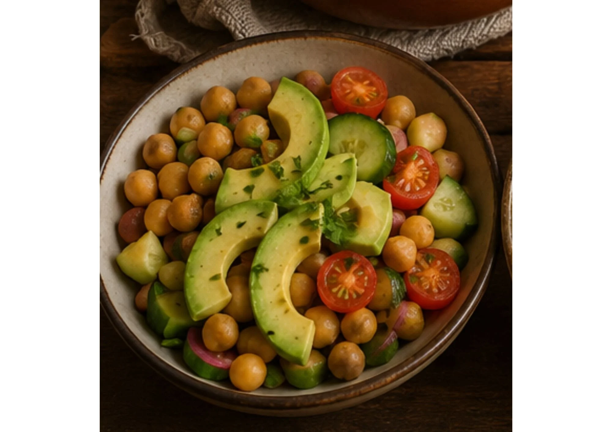 Ensalada fresca de garbanzos con aguacate