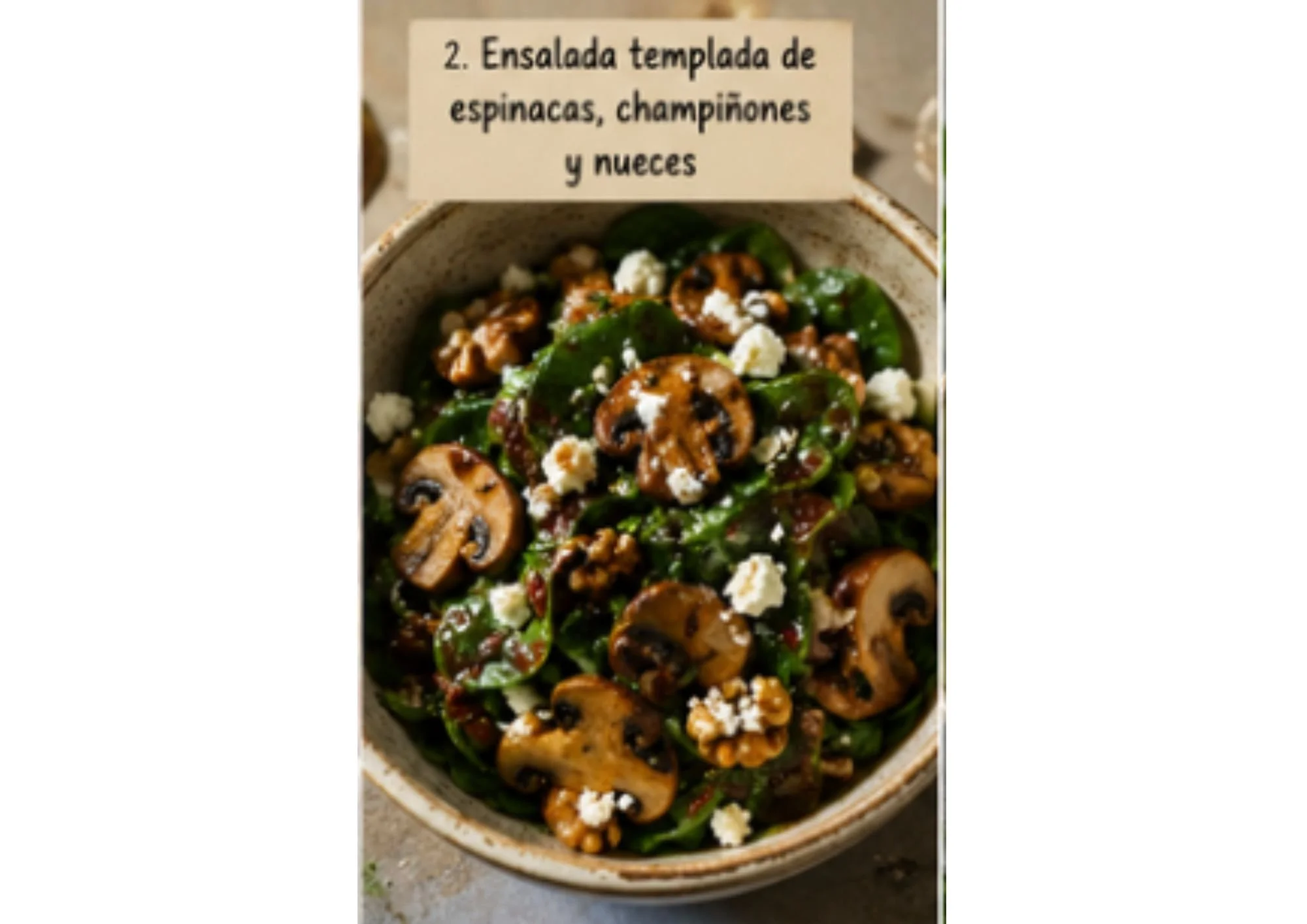  Ensalada templada de espinacas y nueces