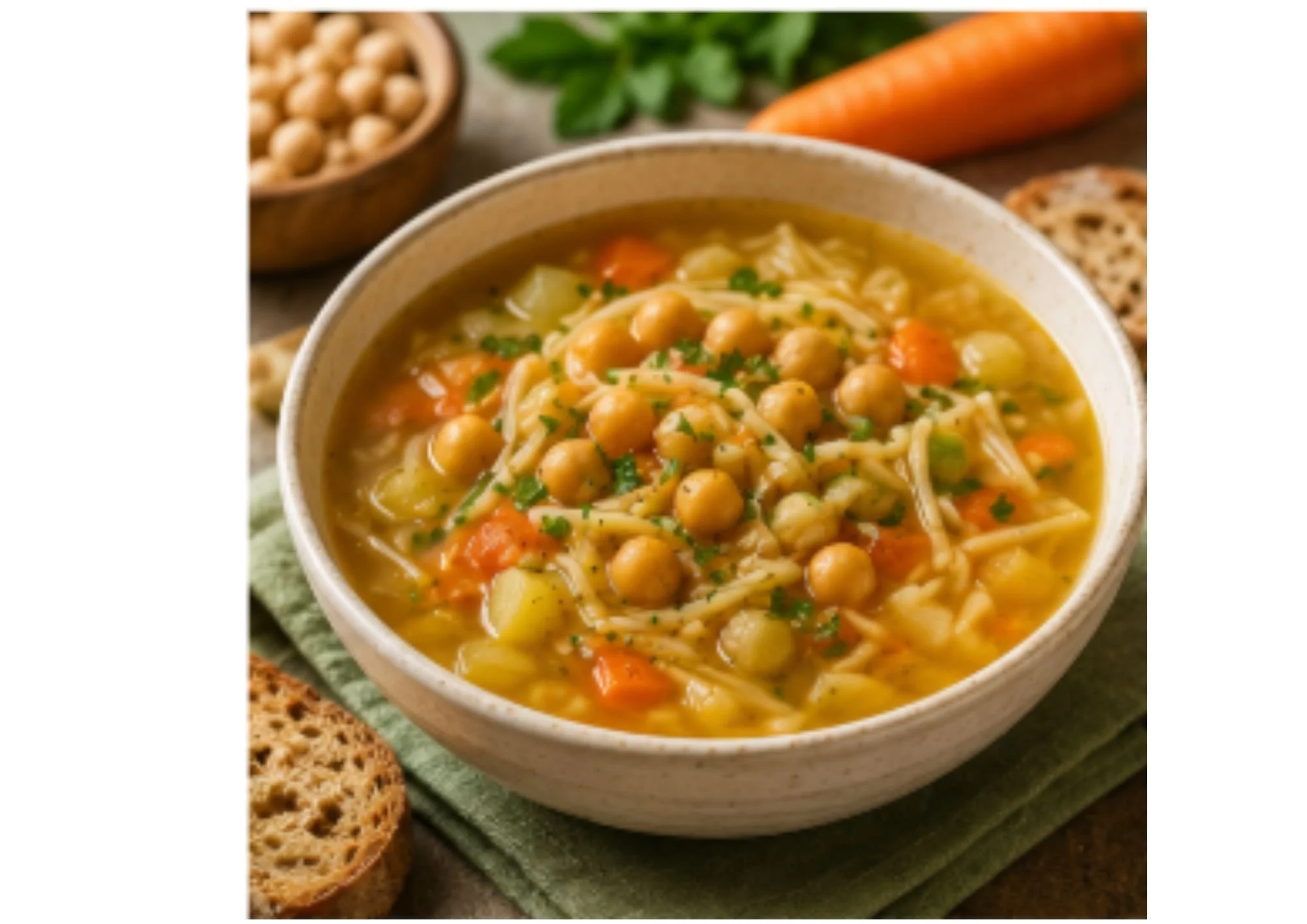 Sopa de fideos con garbanzos