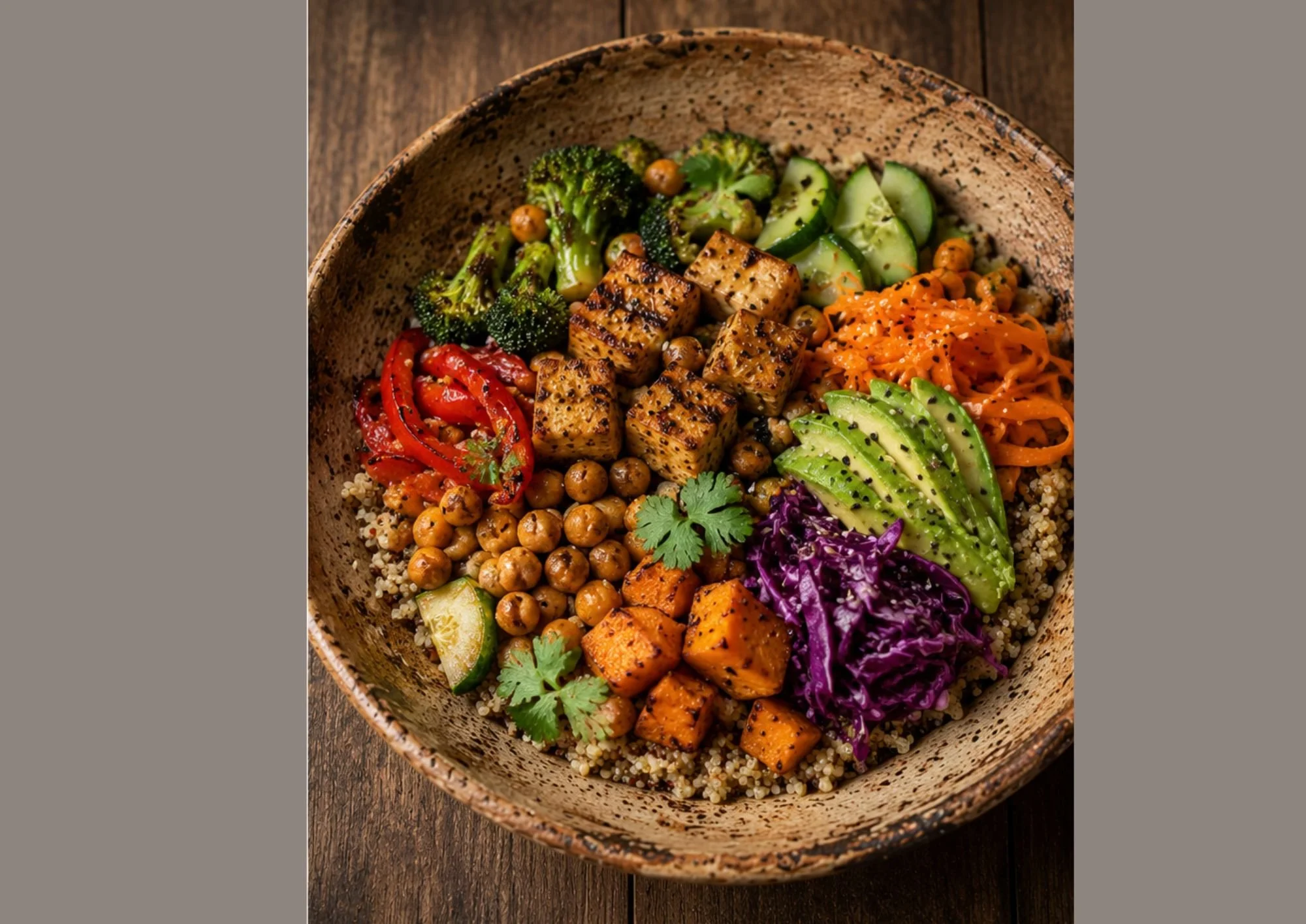 quinoa con tofu y aguacate