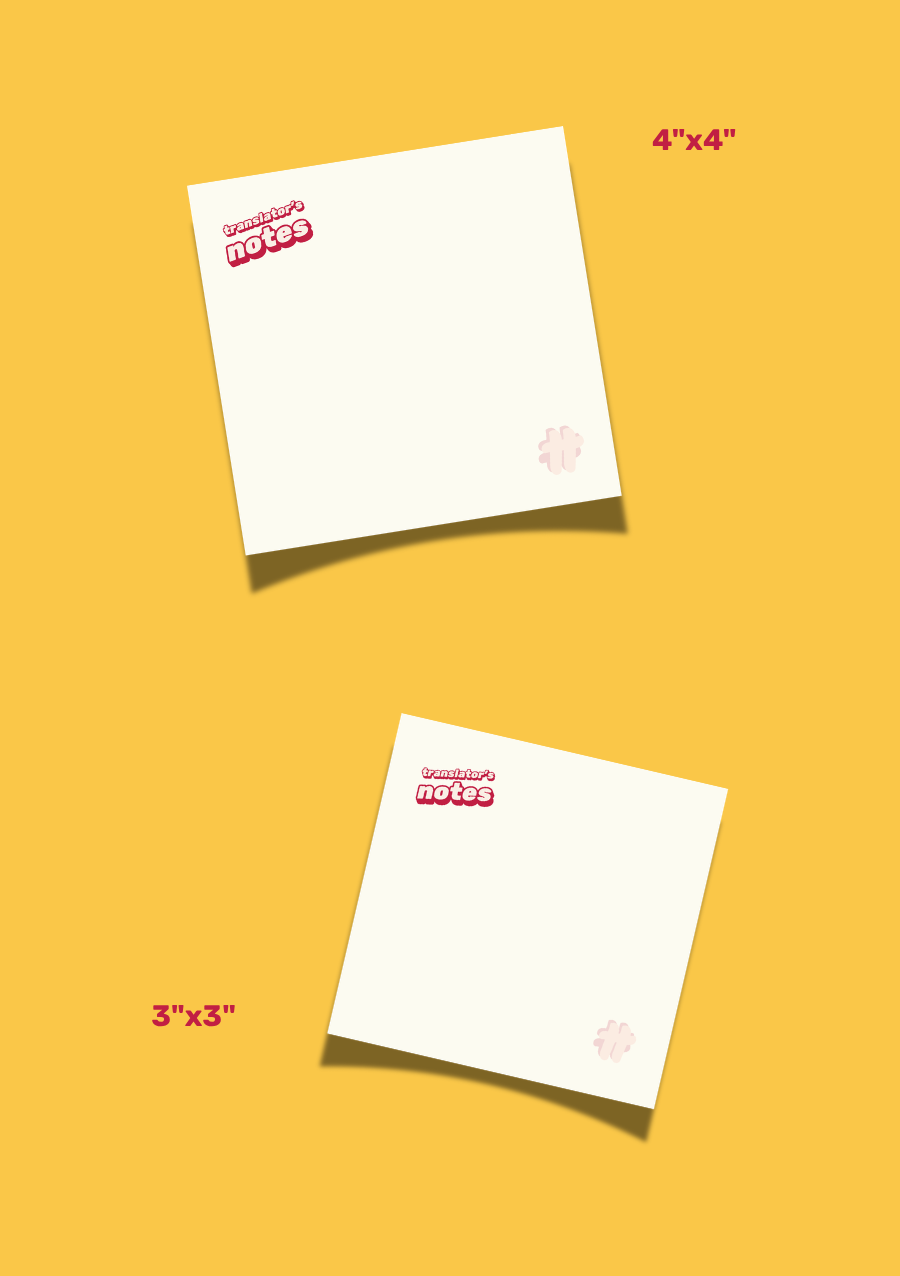The two sizes of the sticky note pads on yellow background.