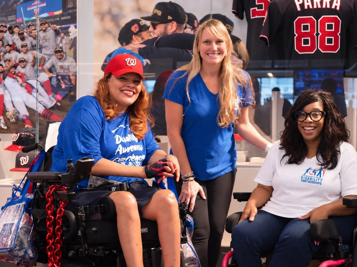 Disability Partnerships team members and event participants gather inside Nationals Park