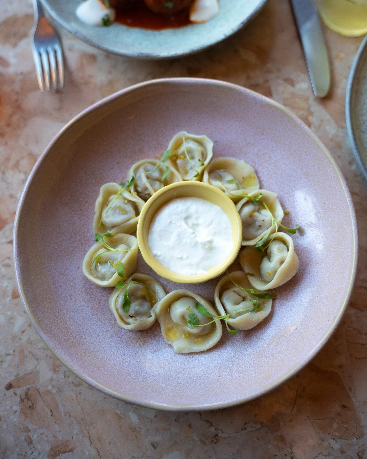 Your dinner plans just got a lot more delicious &mdash; meet our Pelmeni with aleppo, onion cream, and cilantro.⁠
⁠
Love,⁠
⁠
D.D. 🛵⁠
⁠
#pelmeni #mediterranean #phillyrestaurant
