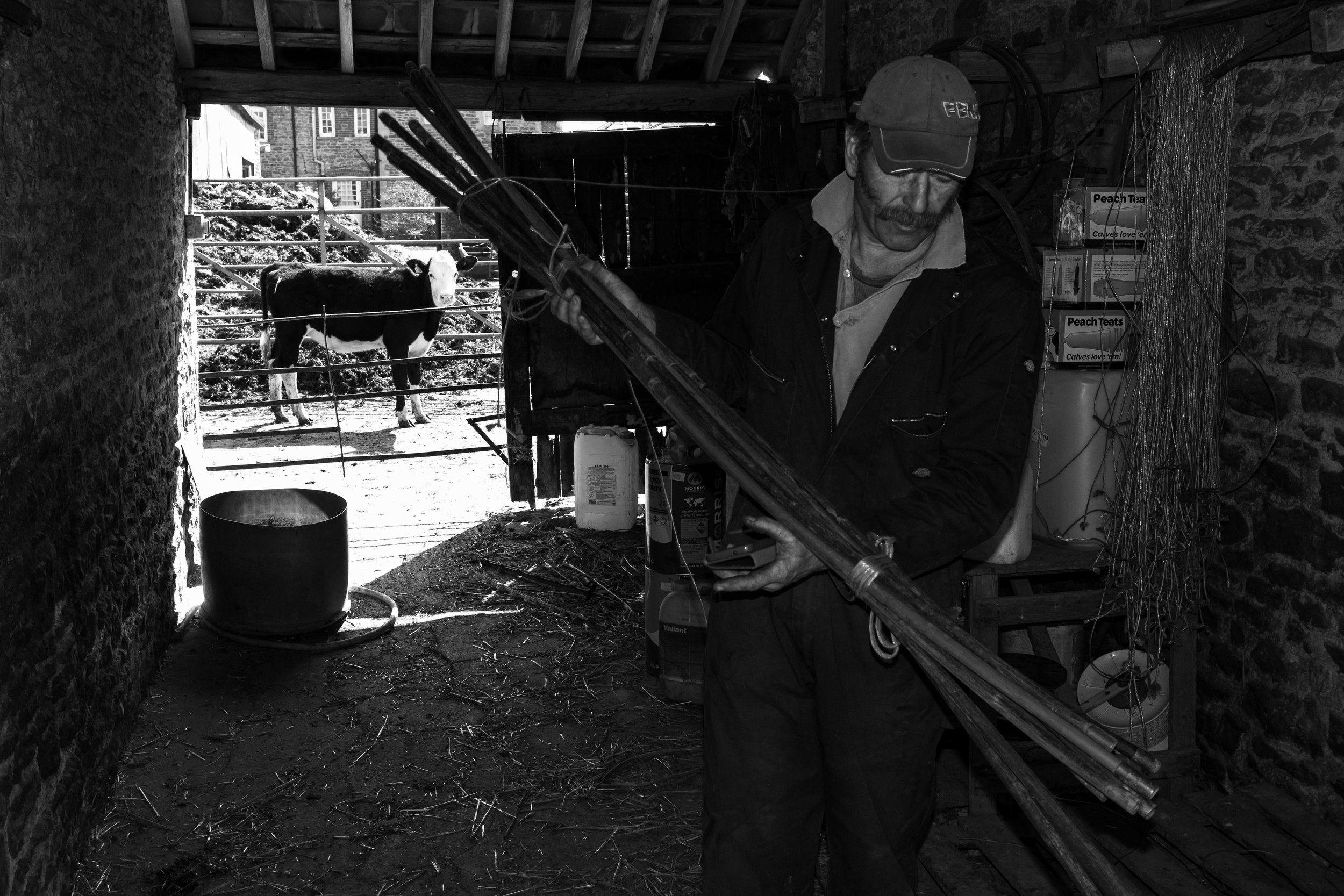 My father, grabbing drainage supplies to fix blocked drains.