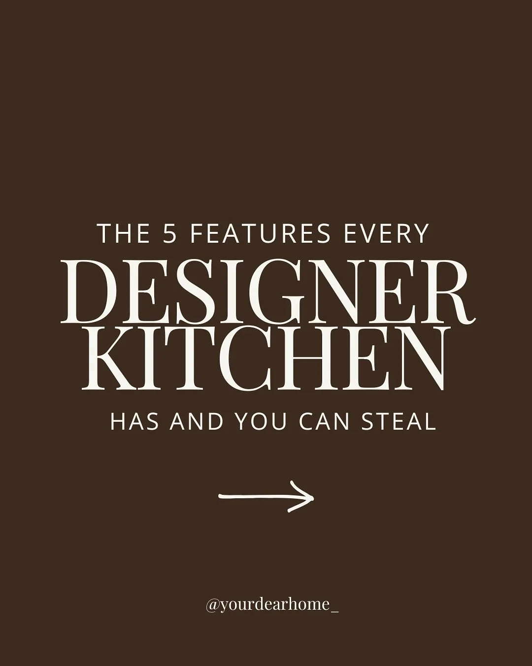✨ The 5 features every designer kitchen has &mdash; and yes, you can steal them for your own space!
	1.	Cabinets to the ceiling &rarr; makes the kitchen feel taller + more high-end.
	2.	Paneled appliances &rarr; no bulky stainless, everything blends 
