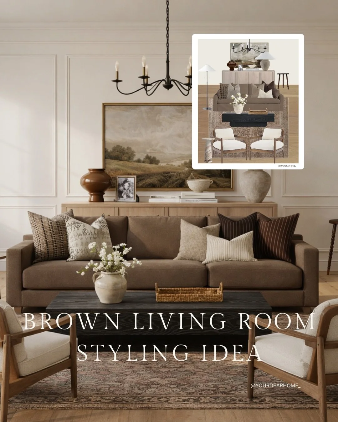 This is your sign to trust your instinct and get a brown couch for your living room 🤎

Here&rsquo;s a full living room styling idea with a brown couch and warm neutral accents. So many pieces to love! 

Comment LIVING below to receive a DM with the 