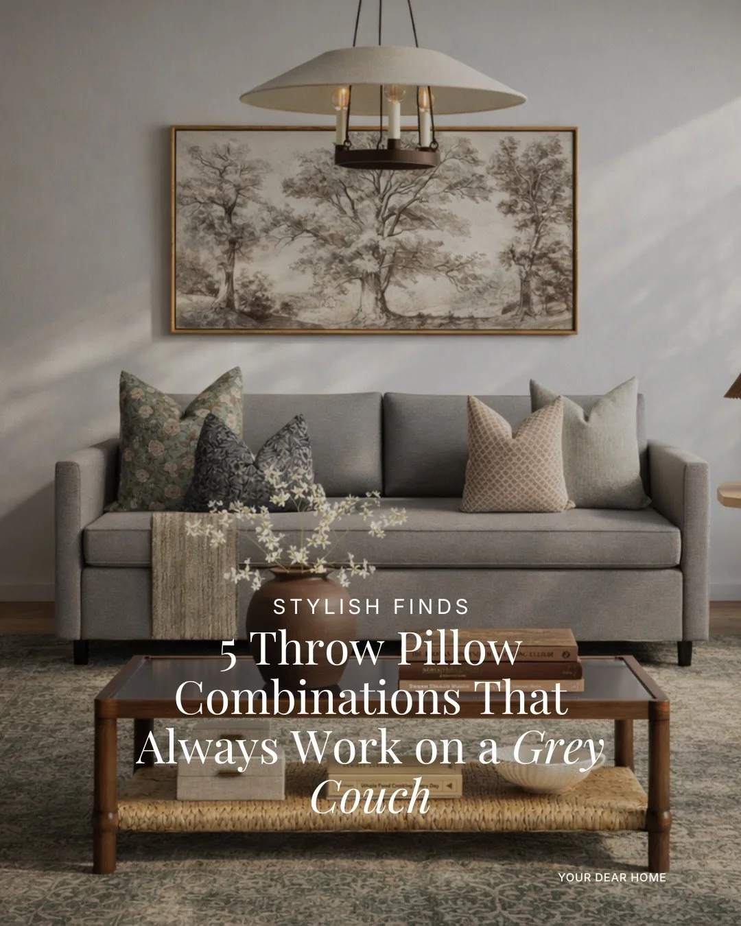 Up next &mdash; 5 throw pillow combinations for a grey couch 🤍
All styled in organic modern using warm neutrals, soft patterns, and lots of texture so your sofa feels layered, elevated, and effortless.

These are foolproof mixes that give you the de