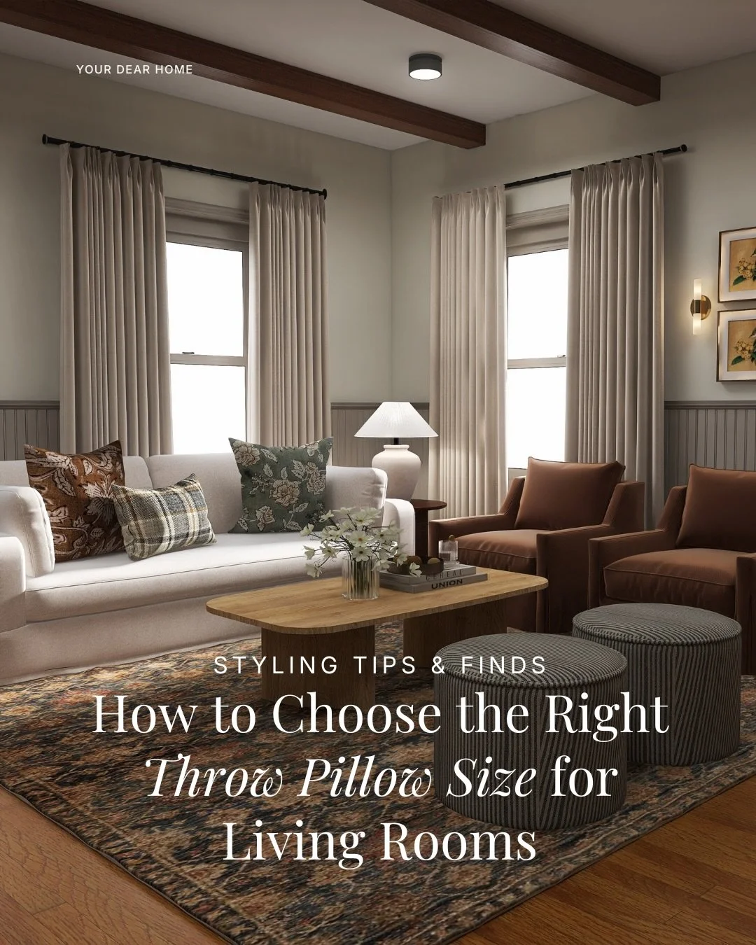 Throw pillows are one of those things that feel simple&hellip; until you actually have to choose them 😅
Too small and the sofa looks off. Too many and suddenly no one has a place to sit.

This is the sizing formula I use every time. For sofas, loves