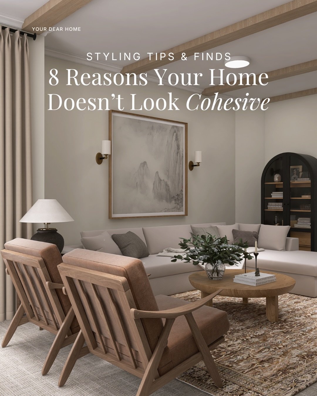 Cohesiveness is what makes a home feel designer and high-end. 💯

You can have beautiful pieces, but if they don&rsquo;t connect, the space will feel disjointed. When the vibe jumps from room to room, cohesion is usually the issue.

Here are 8 reason