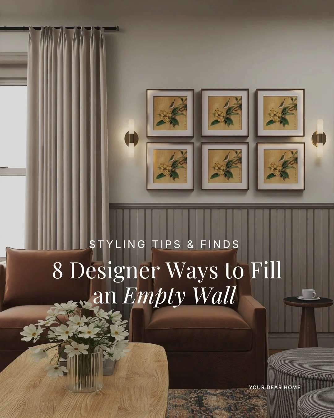 If you&rsquo;re spiraling over empty walls, I&rsquo;m here to calm you down and show you 8 ways to style them like a designer.

And also a gentle reminder&hellip; not every wall needs to be filled. Decorating a wall should be thoughtful, not just an 