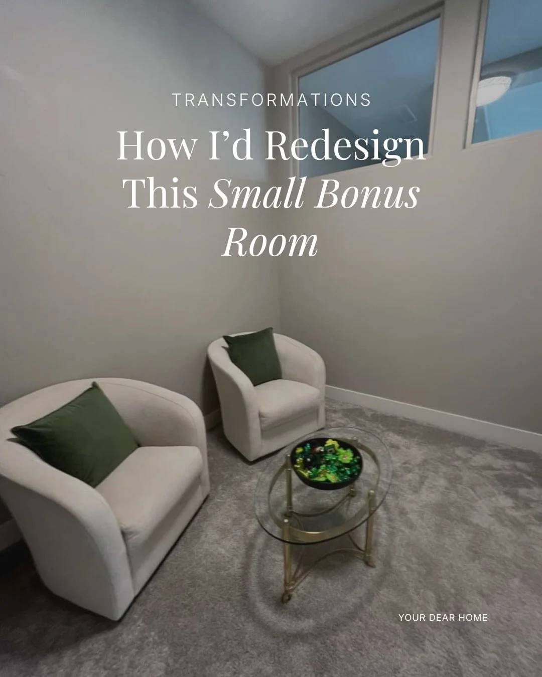 Sunday Transformation! ✨ Today we&rsquo;re looking at a very small bonus room that needed to do a lot: serve as a reading room, a space to enjoy record players, and an occasional playroom for the grandkids.

I decided to keep the room neutral, light,