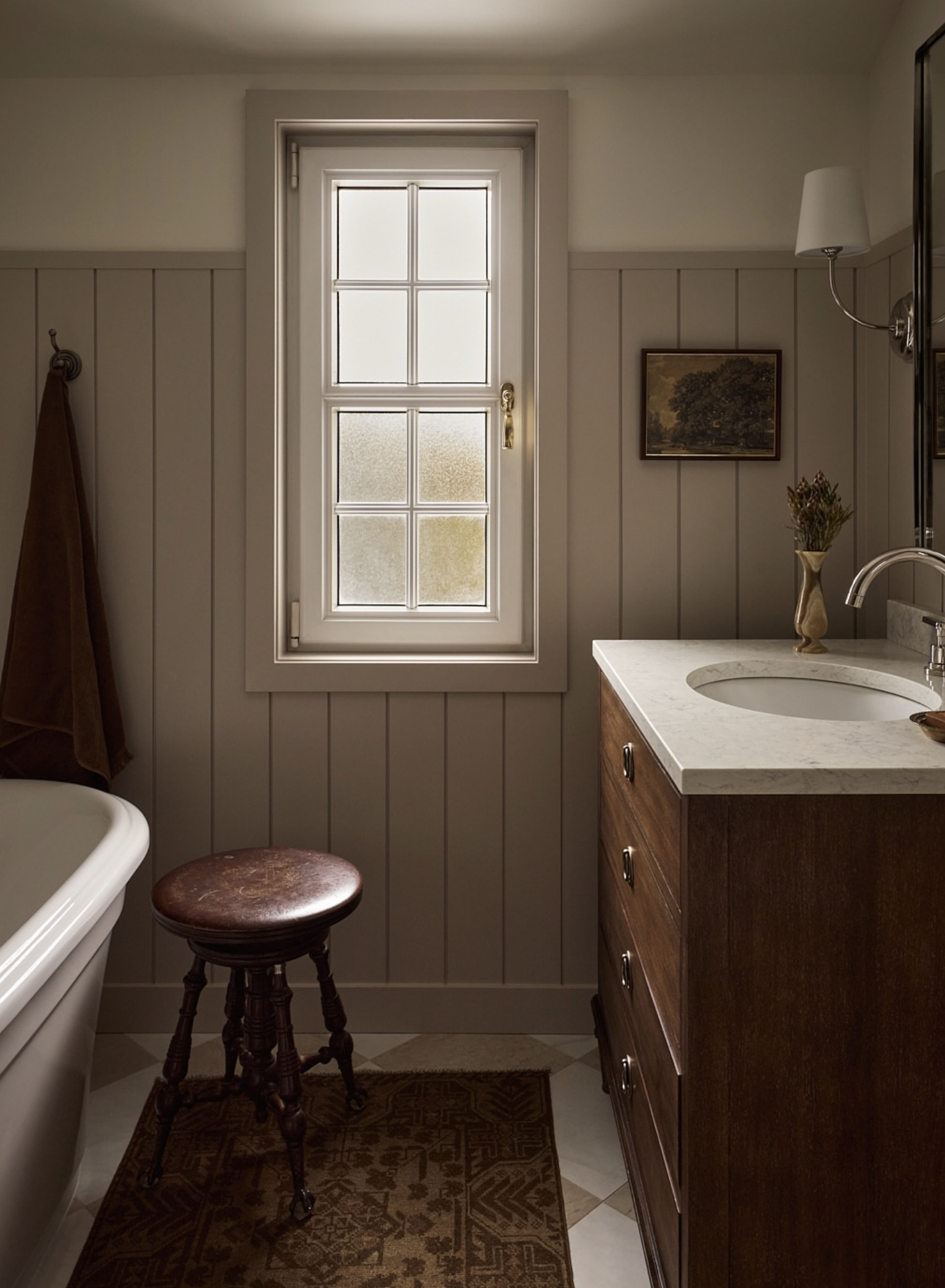 Interior space showing subtle contrast between walls, trim, and doors for a custom, designer look.