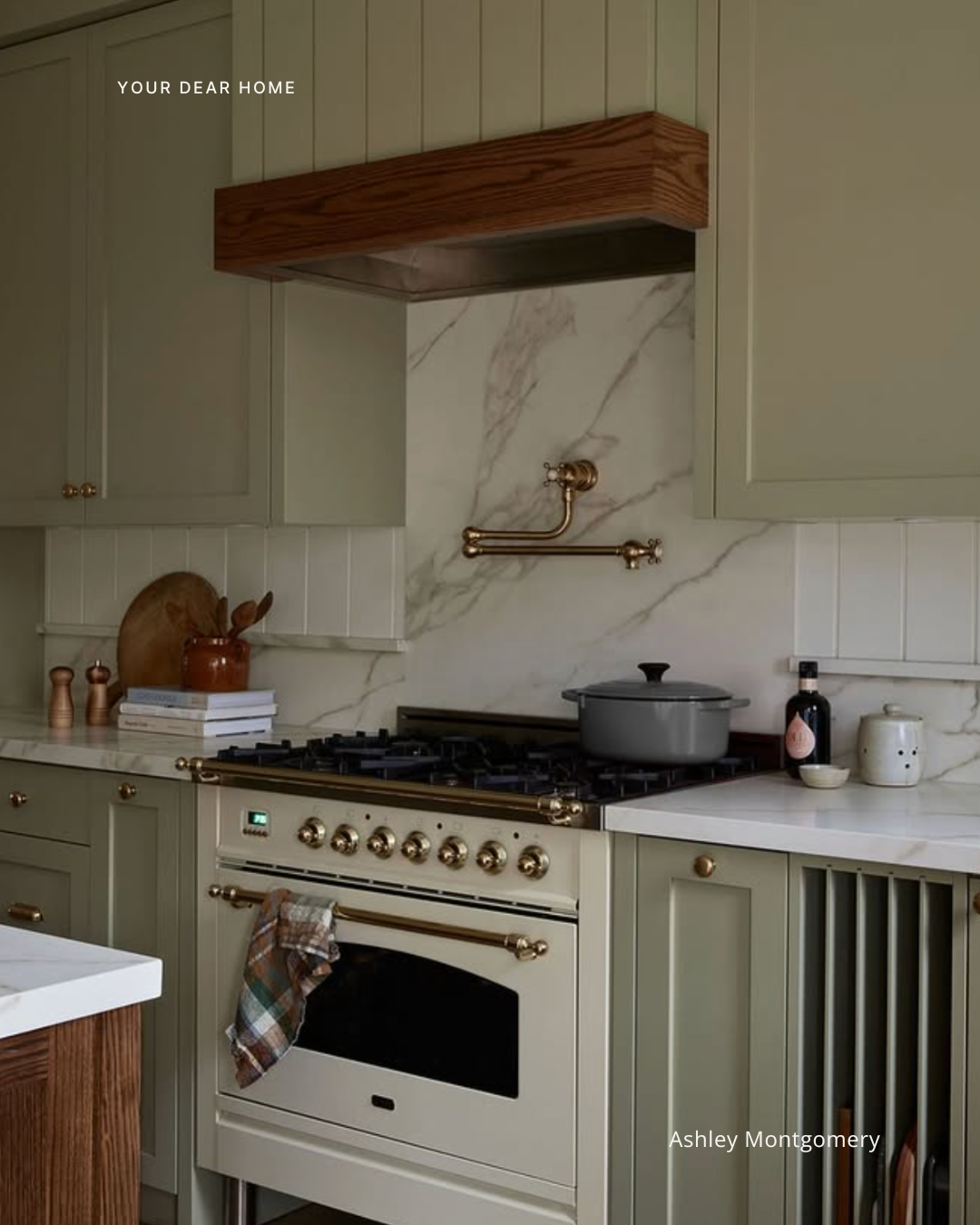 Kitchen countertop styling idea using fresh produce, wooden trays, and neutral decor for a clean designer look