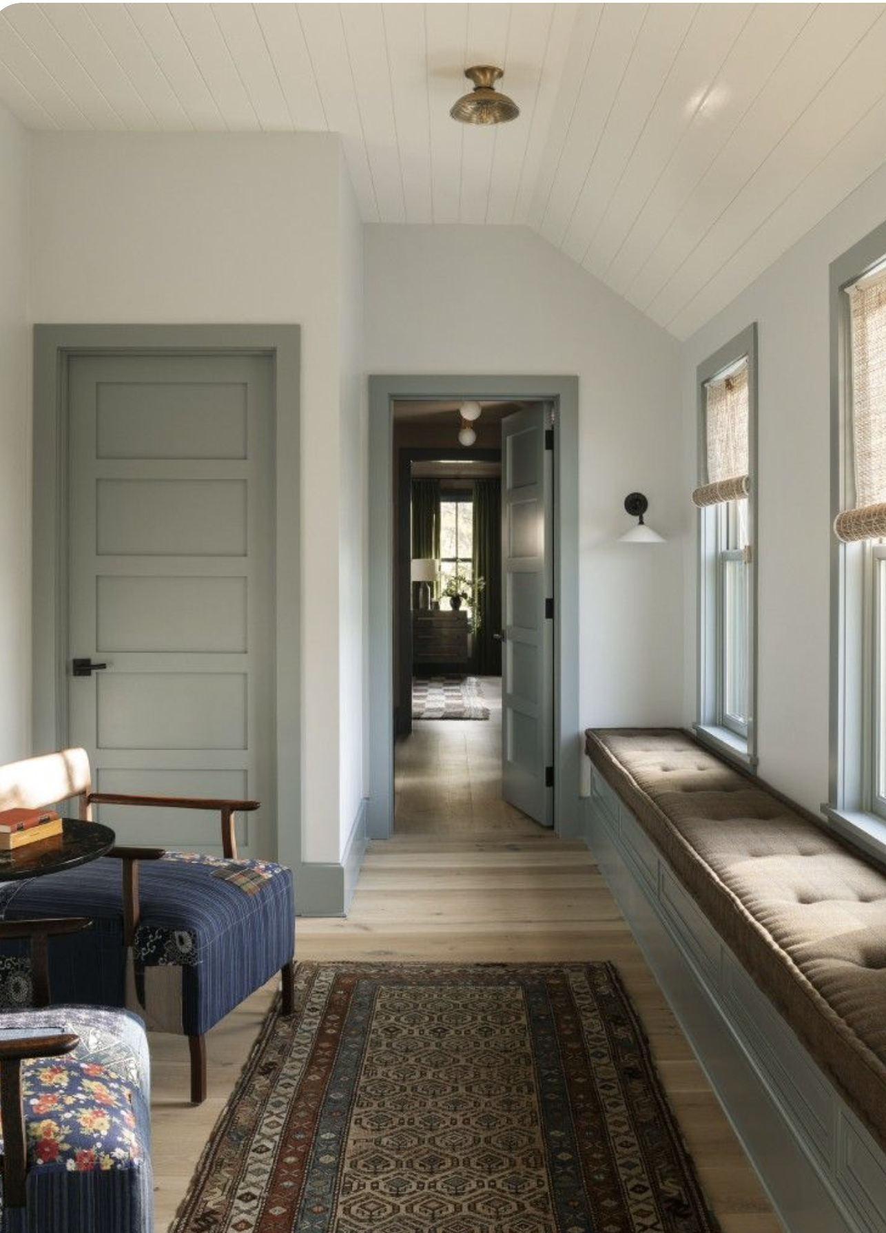 Interior space showing subtle contrast between walls, trim, and doors for a custom, designer look.
