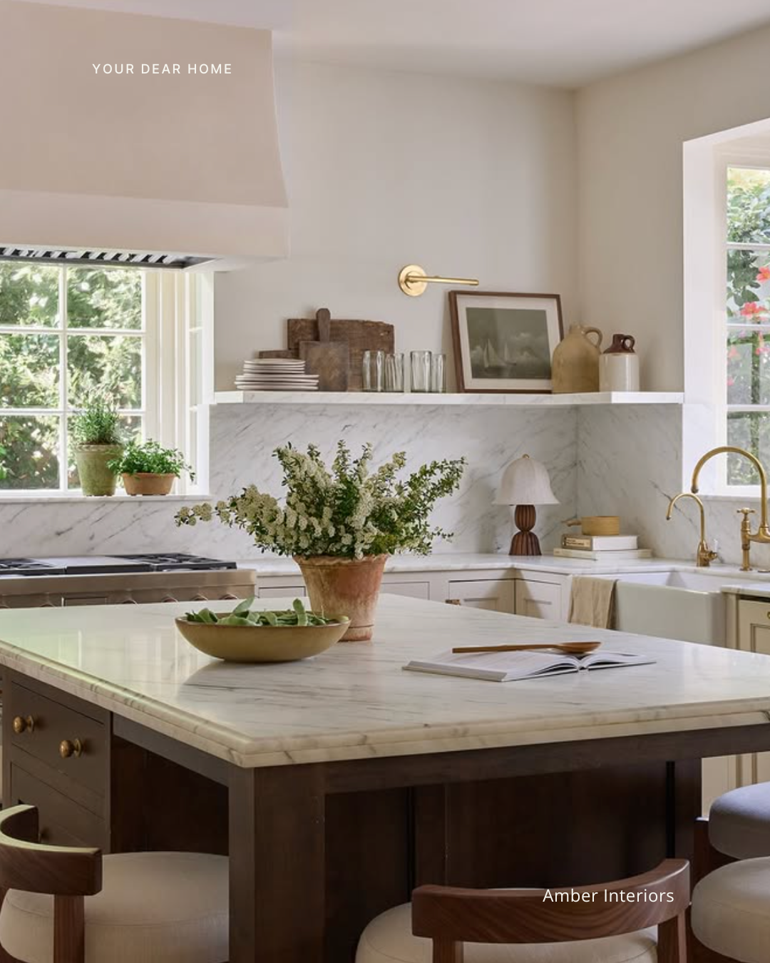 Kitchen countertop styling idea using fresh produce, wooden trays, and neutral decor for a clean designer look