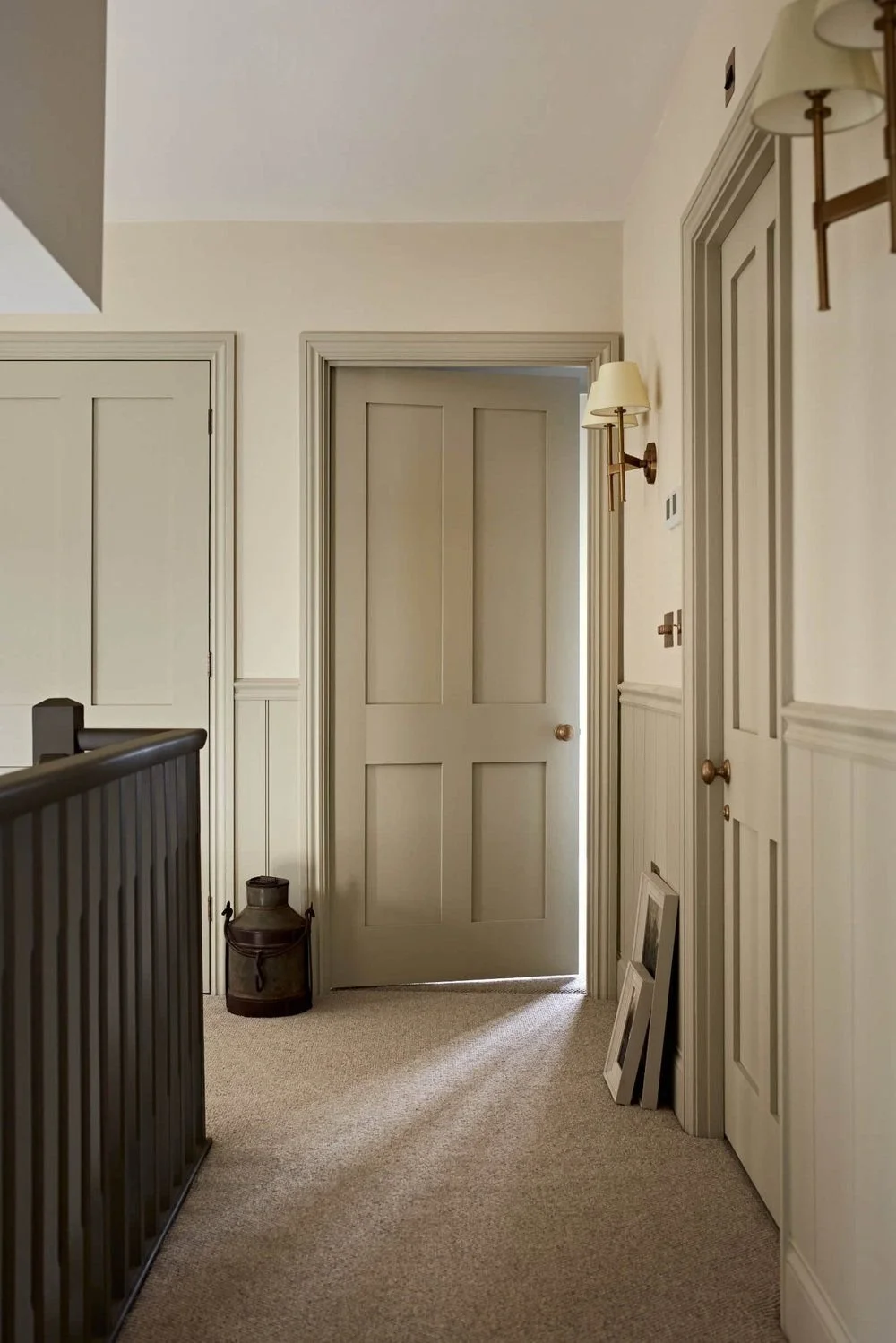 Interior space showing subtle contrast between walls, trim, and doors for a custom, designer look.