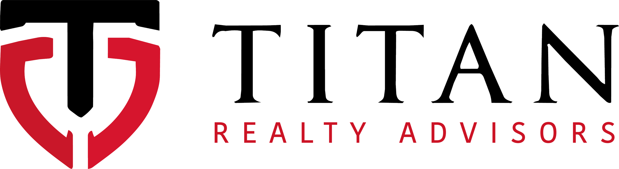 Logo of Tittan Realty Advisors with a shield emblem and text in black and red.