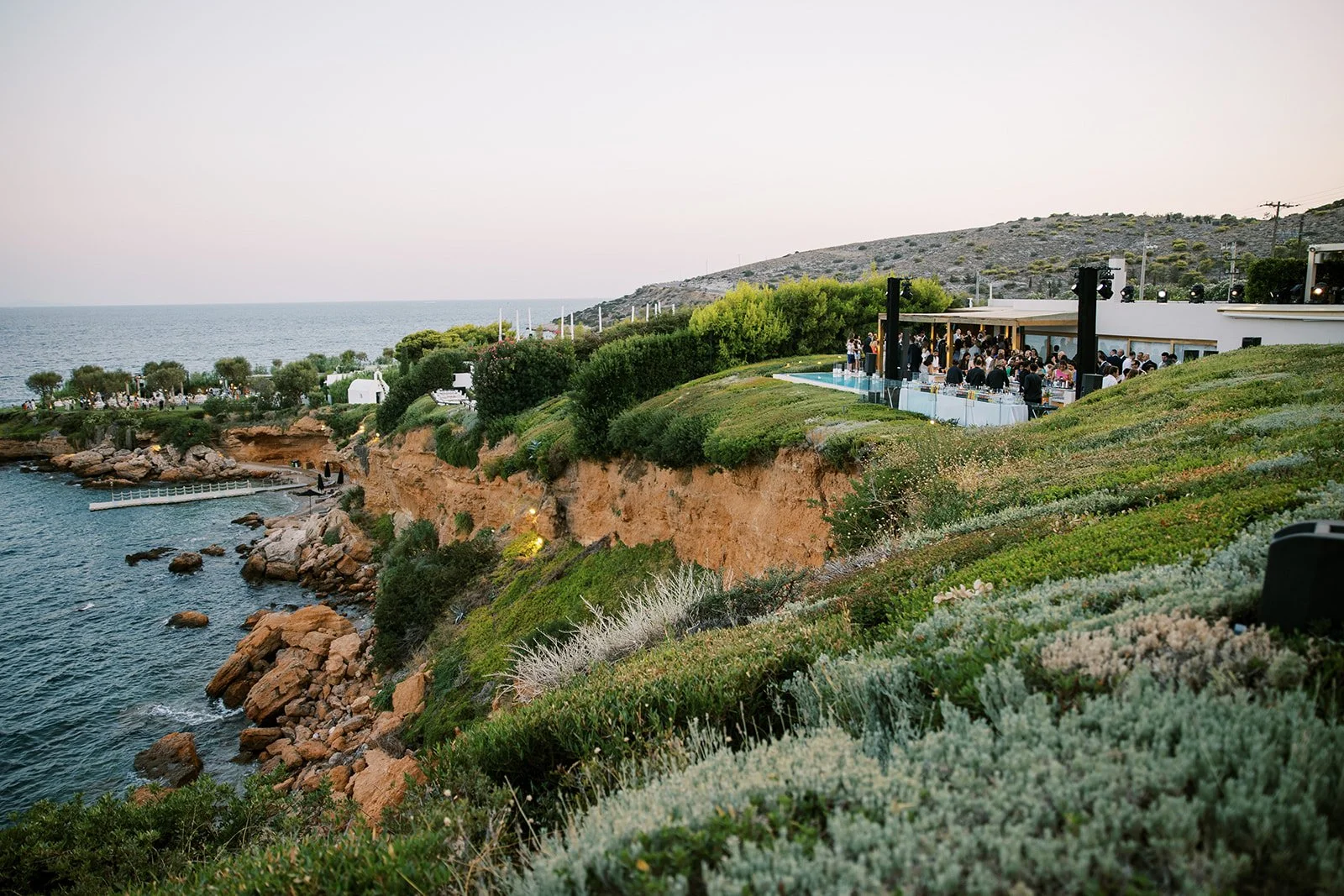 beautiful green wedding venue in greece athens, and sea, beach 