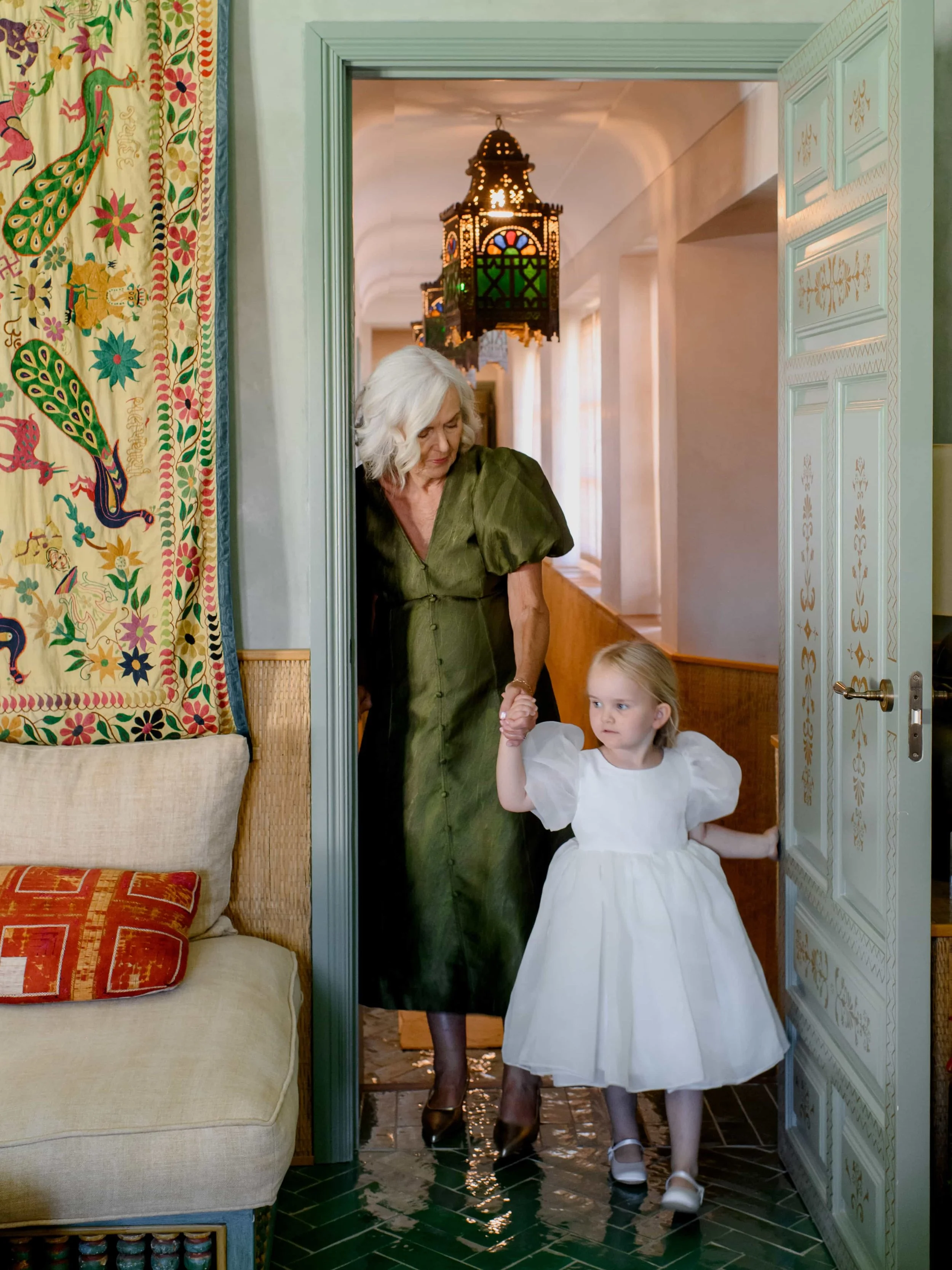 Grandmother and flower girl 