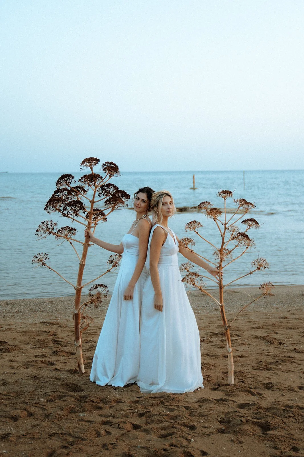 same sex couple wedding shoot on a greek beach
