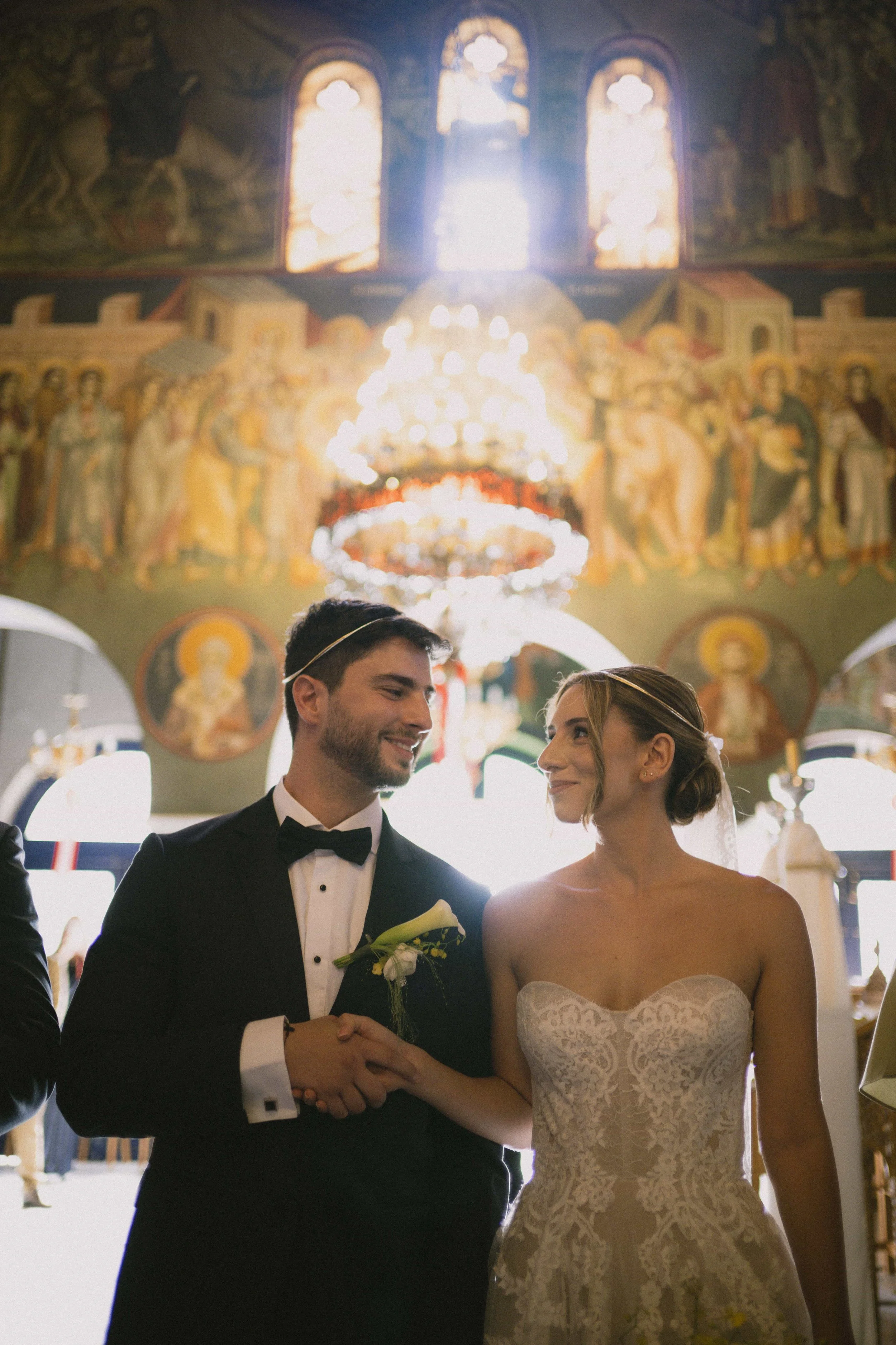 bride and groom in the church