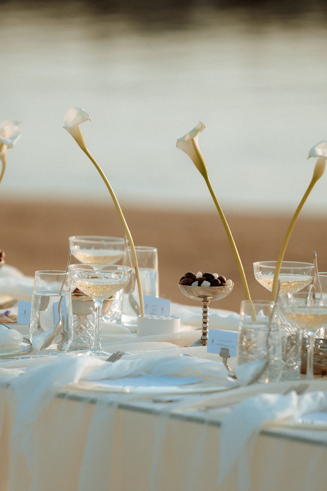 close up on elegant wedding table setup 