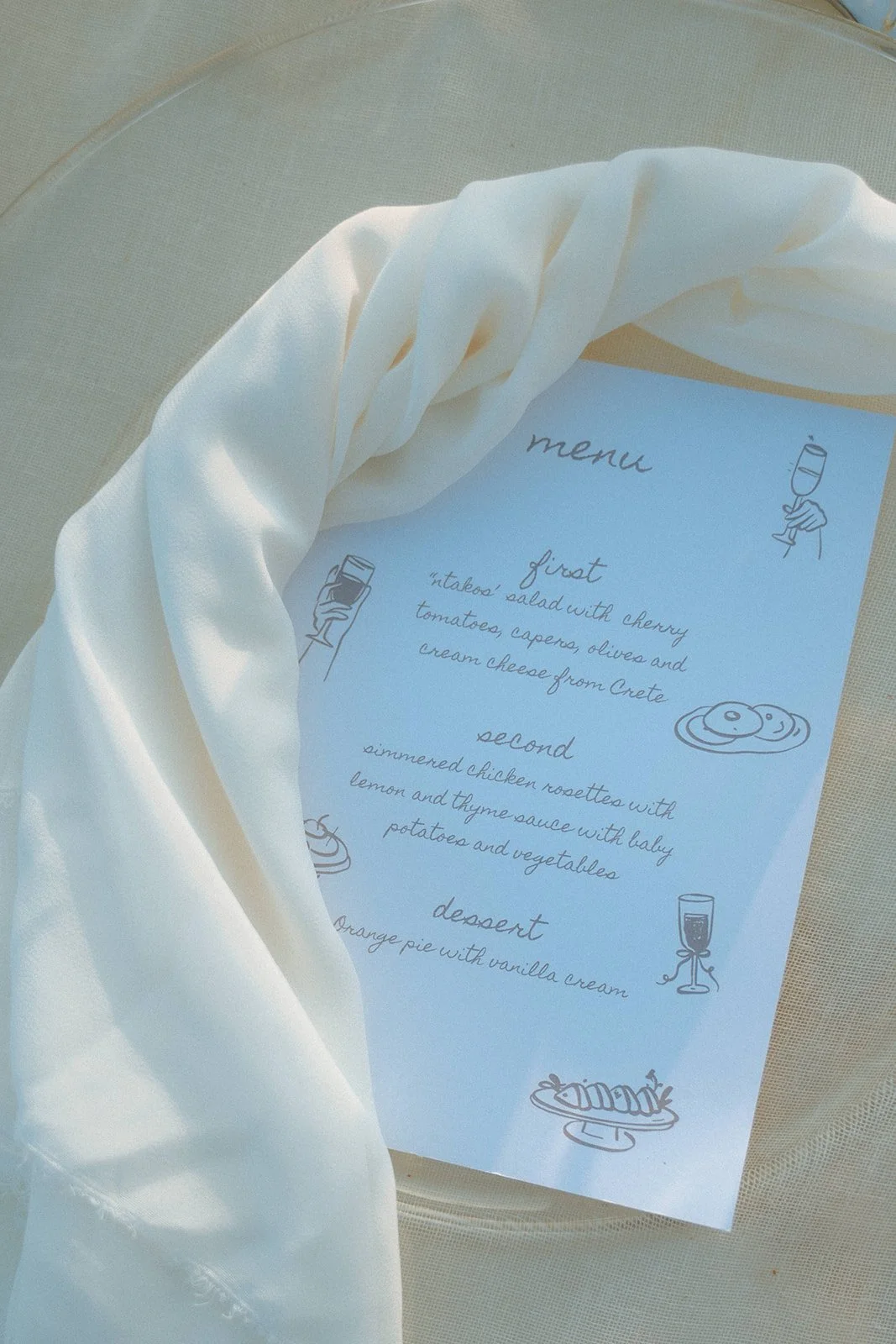 menu doodles design with white napkin 