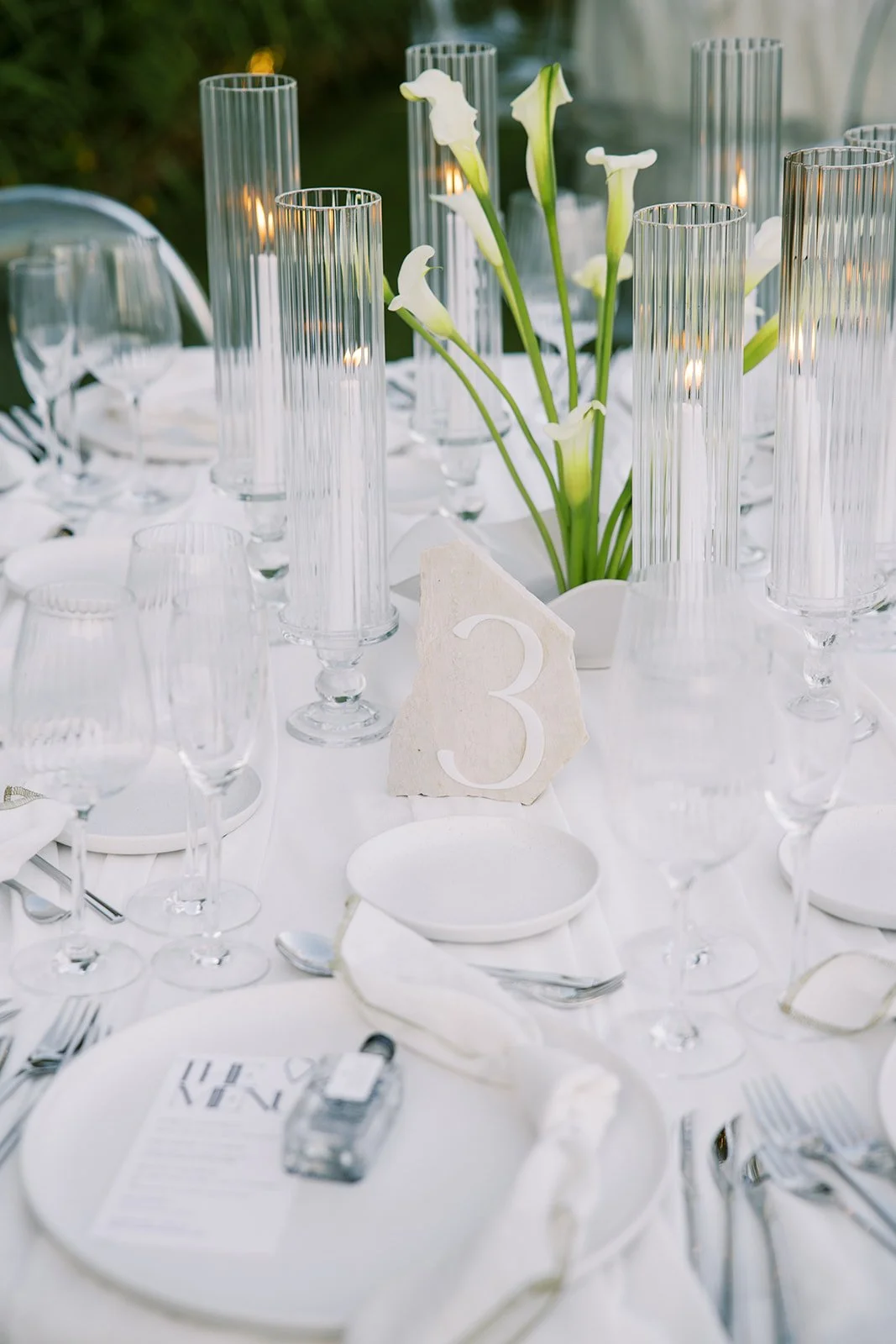 closeup on stone table numbers 