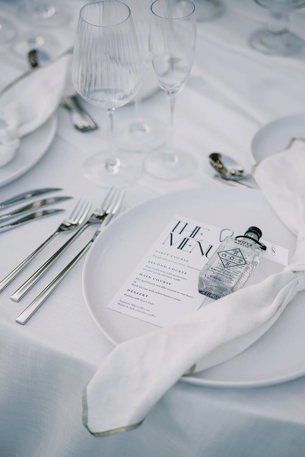 closeup on wedding tablescape 
