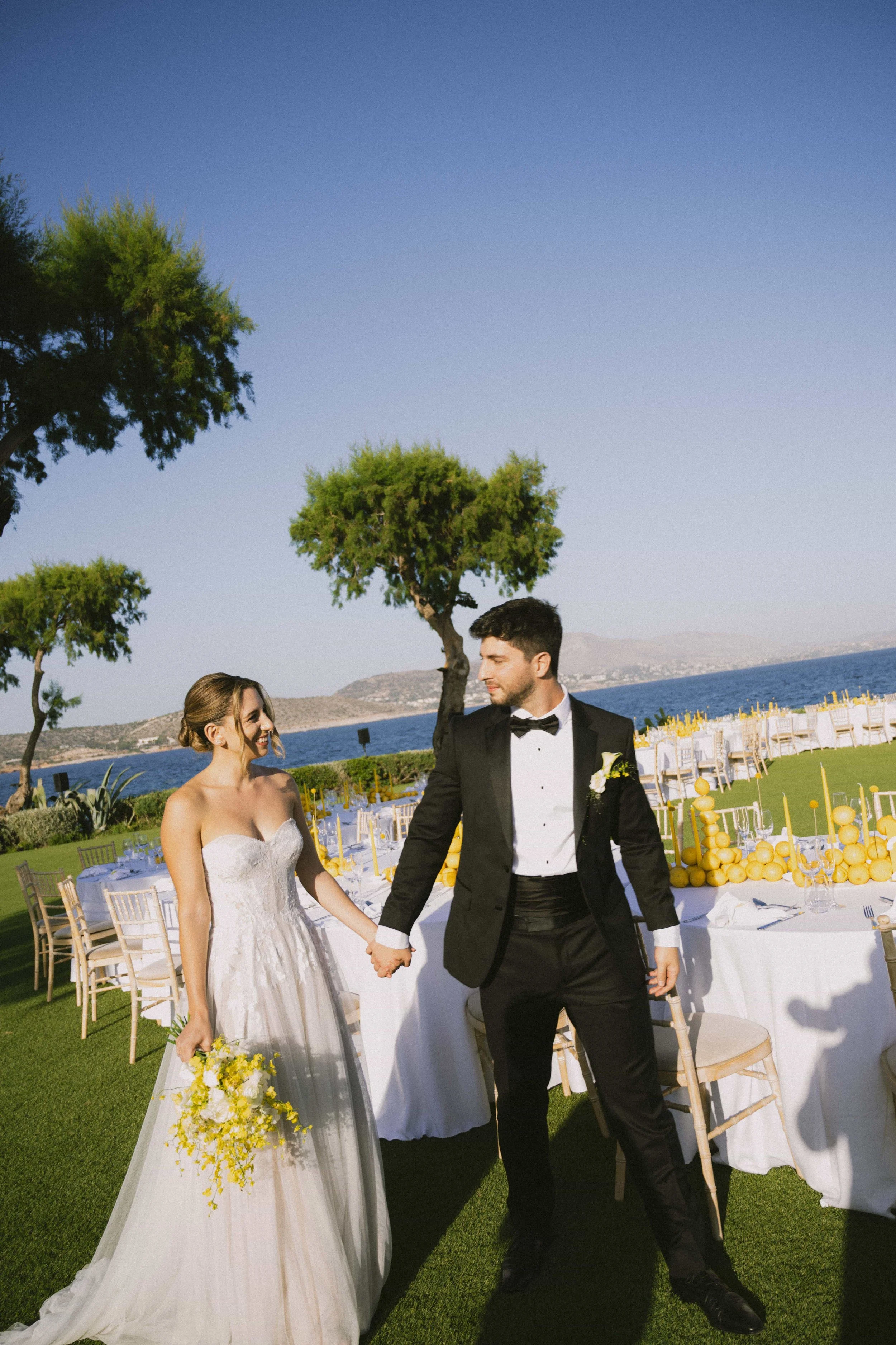couple first look with setup