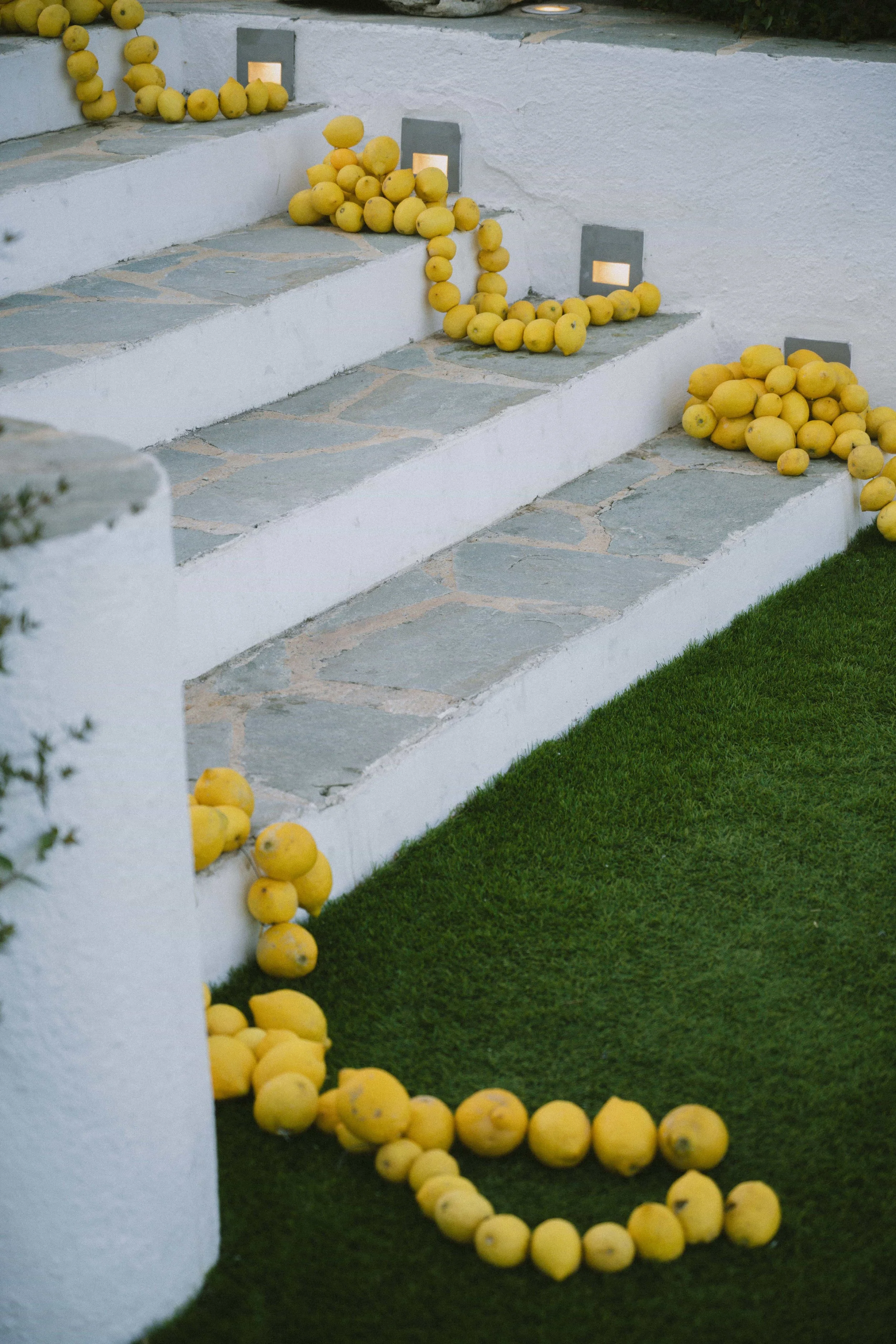 lemon garland on the stairs