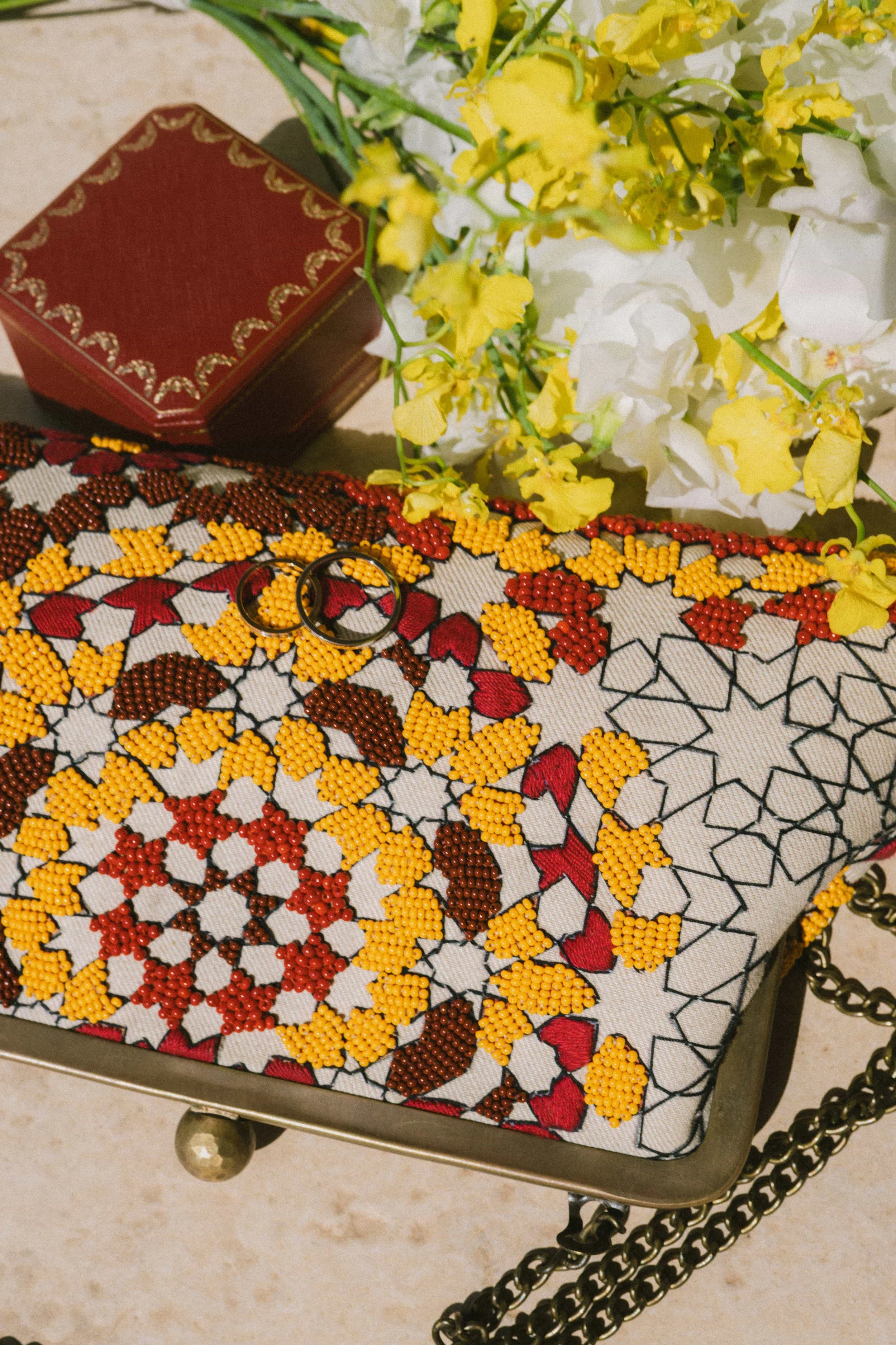 colorful bridal bag
