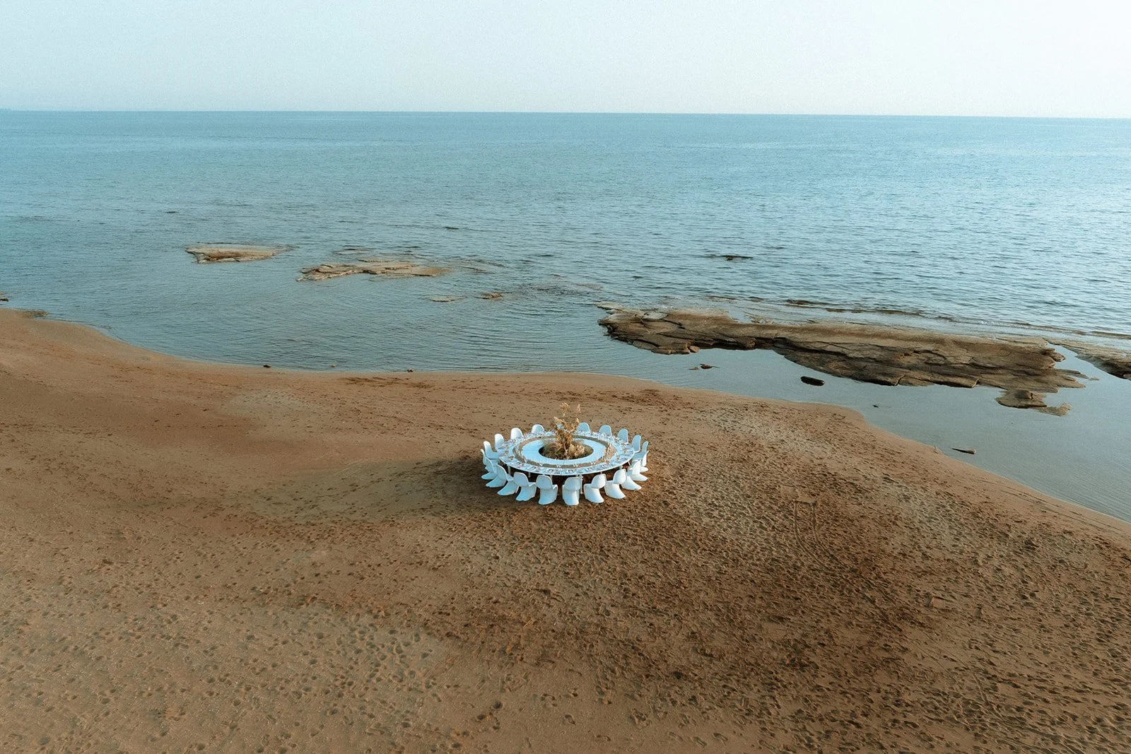 drone shot of a donut table