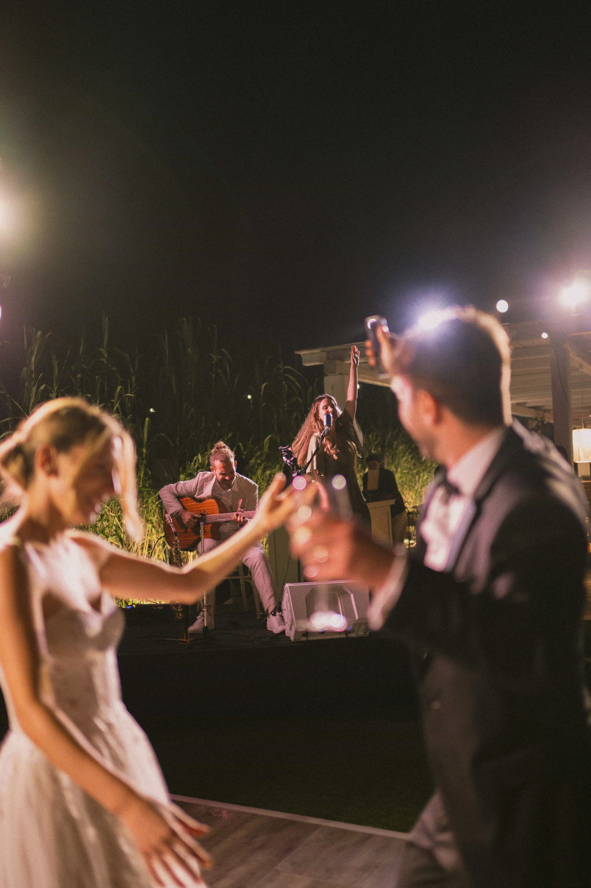 bride and groom dancing