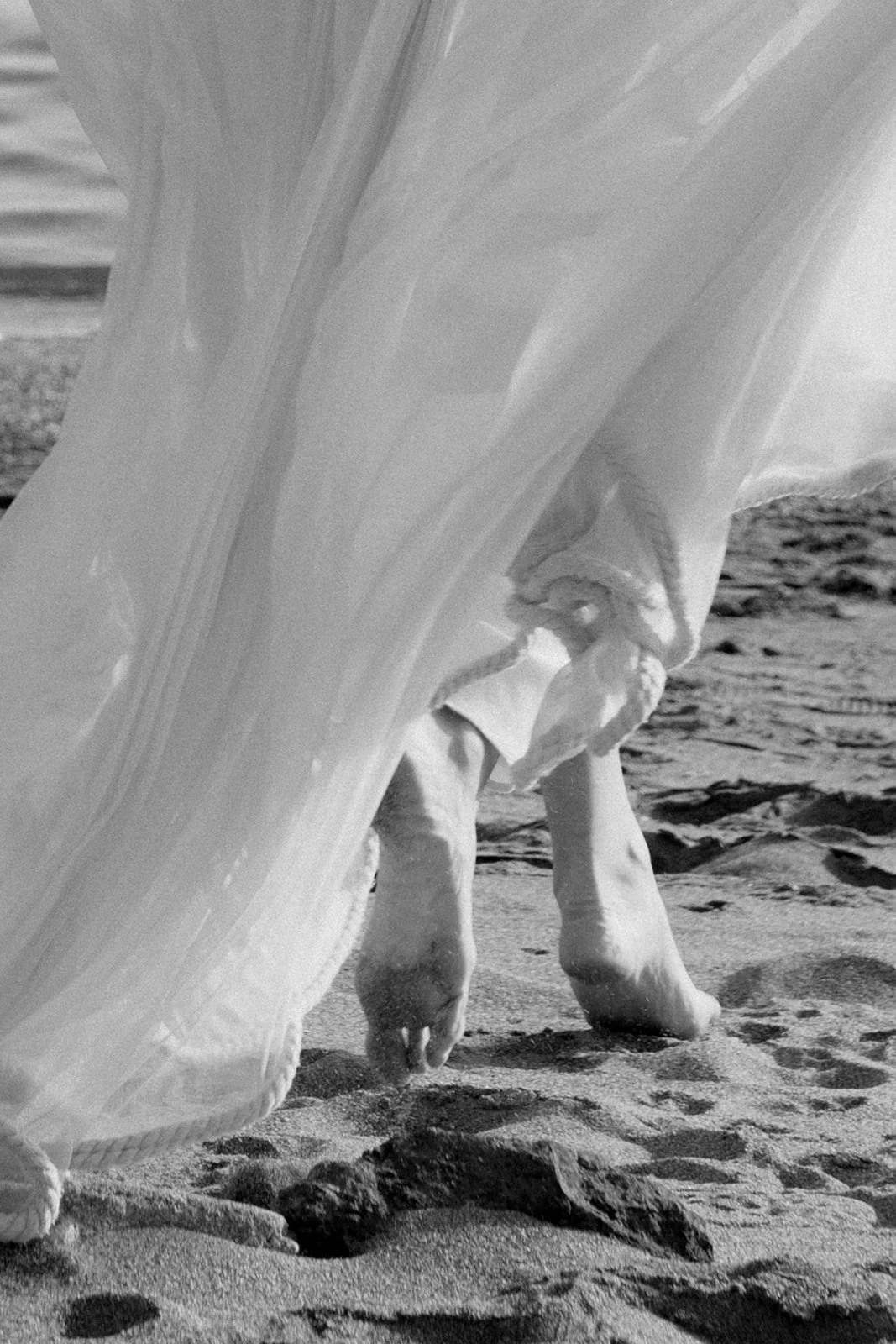 barefoot bride on the beach