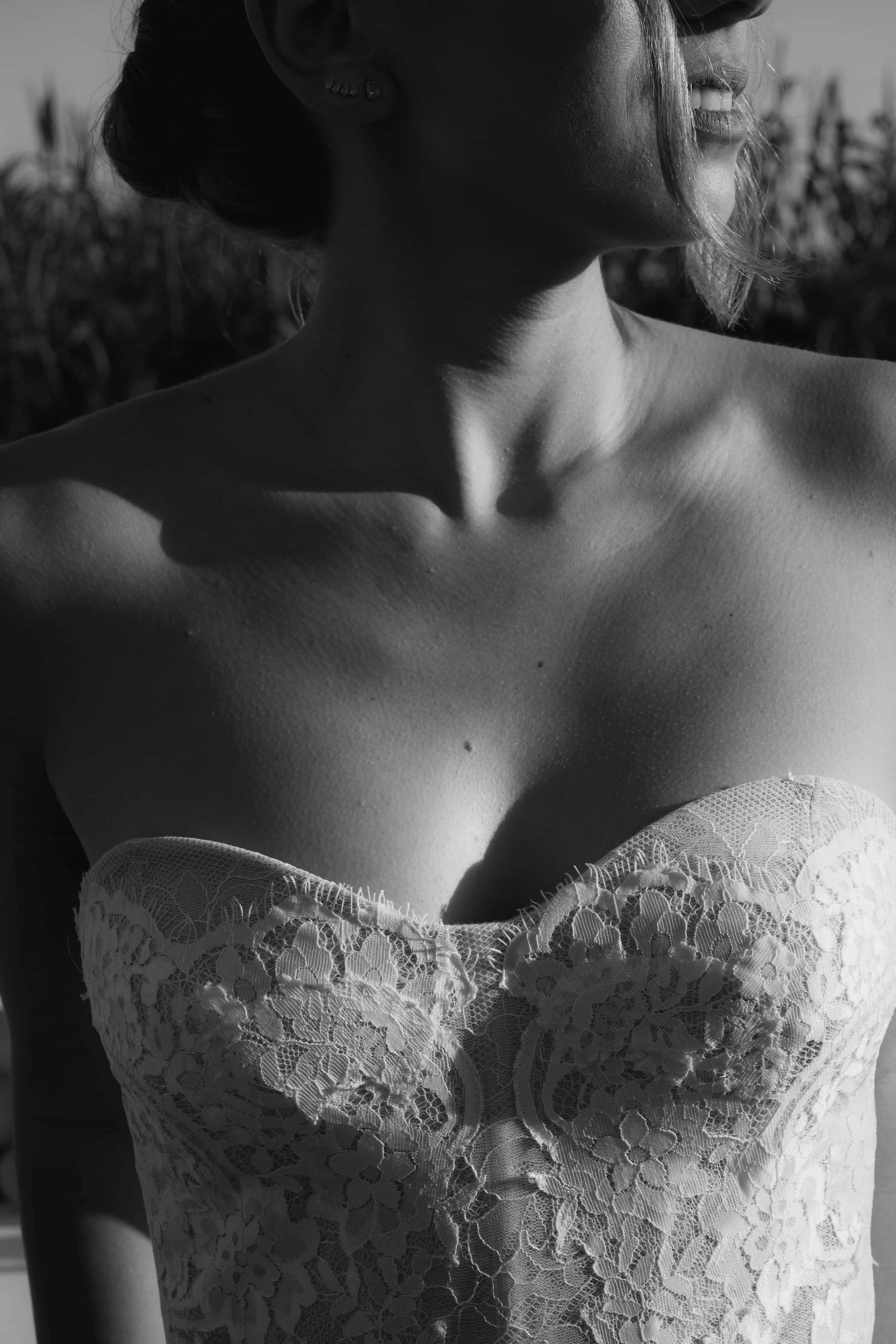 close up to bridal dress
