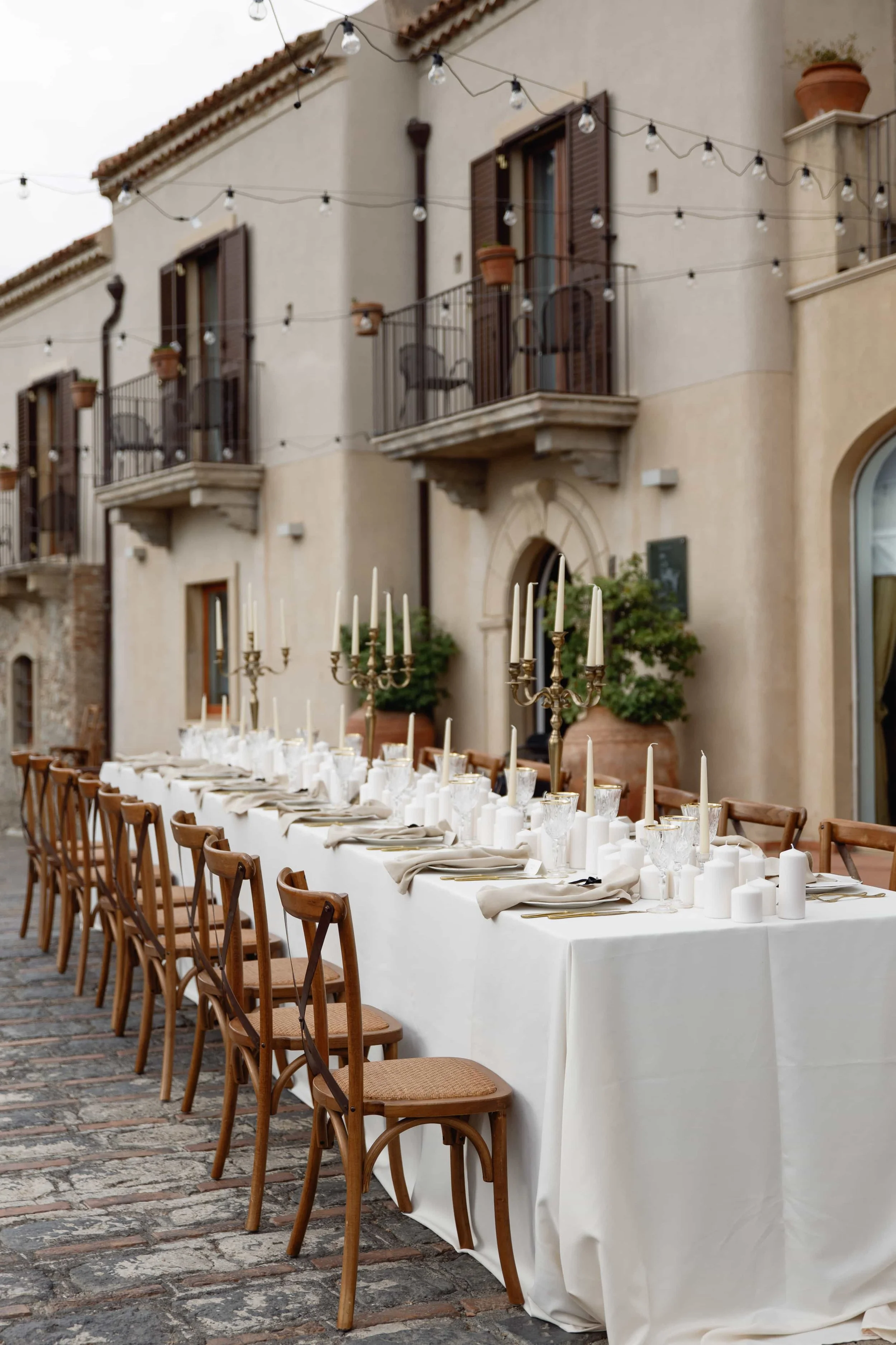 elegant rustic table setup in sicily