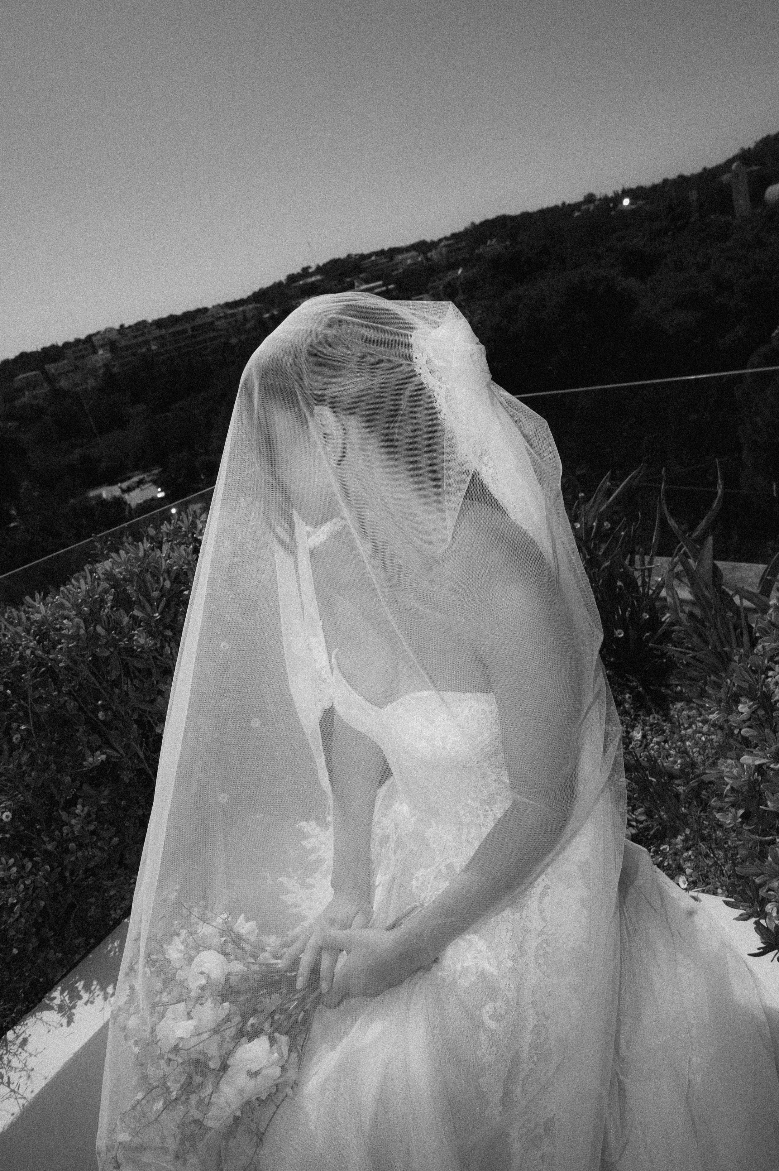 black and white bride shot