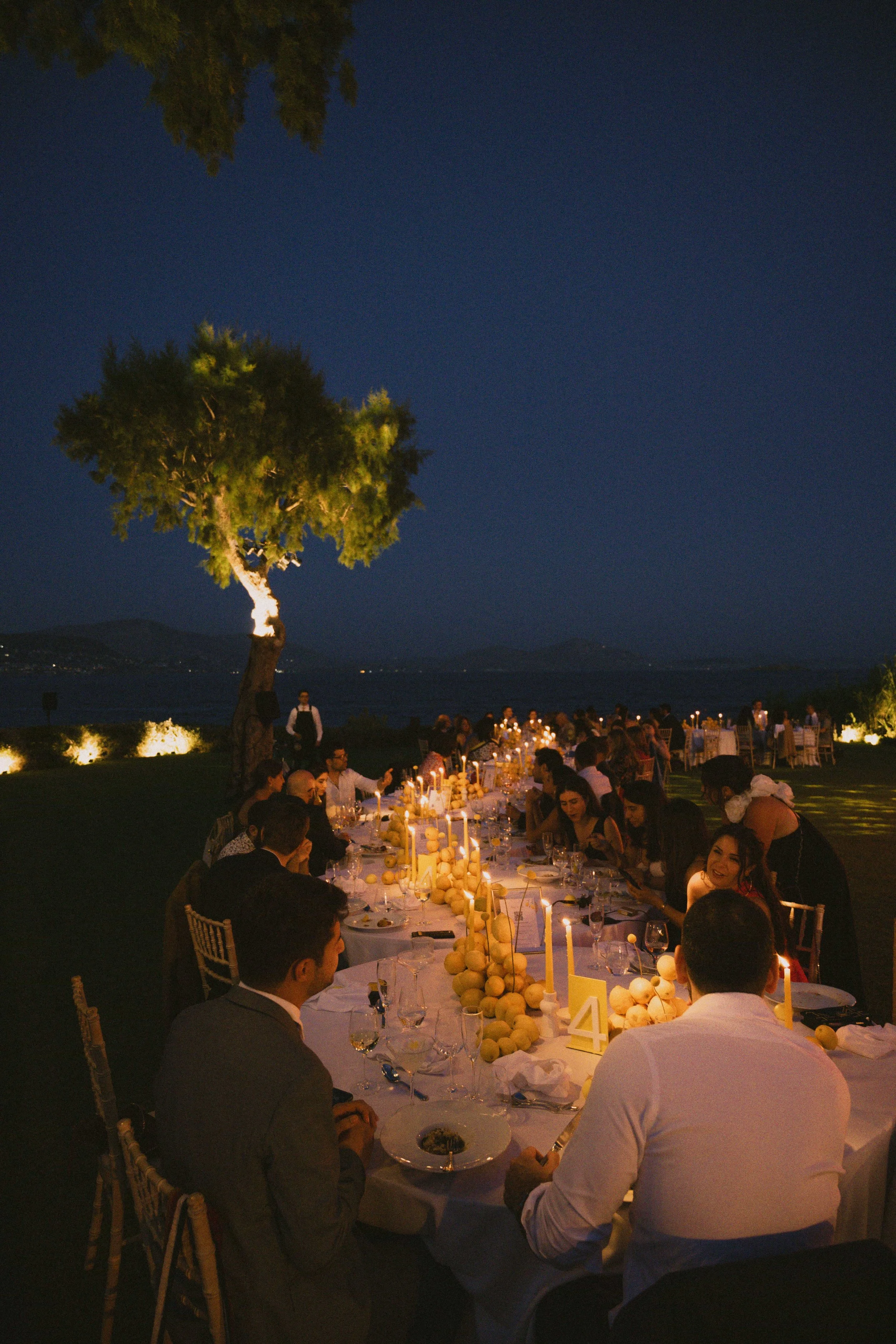 lemon wedding decor and yellow candles