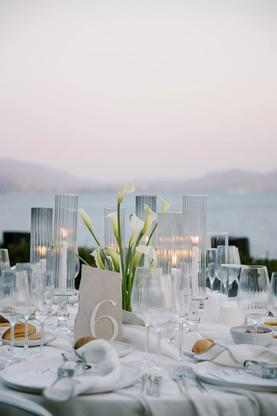 candles lit wedding sunset 
