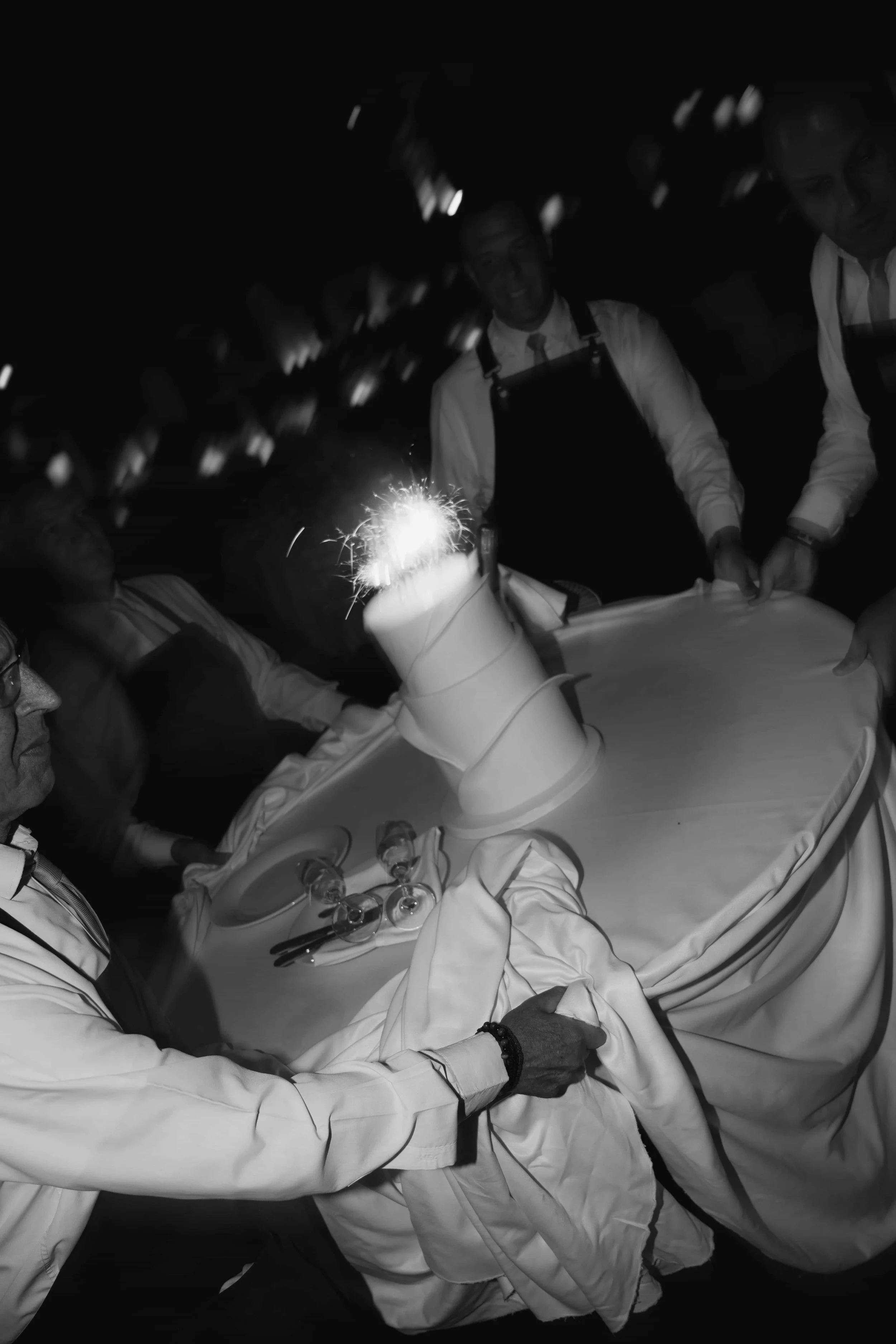 wedding cake with candles 