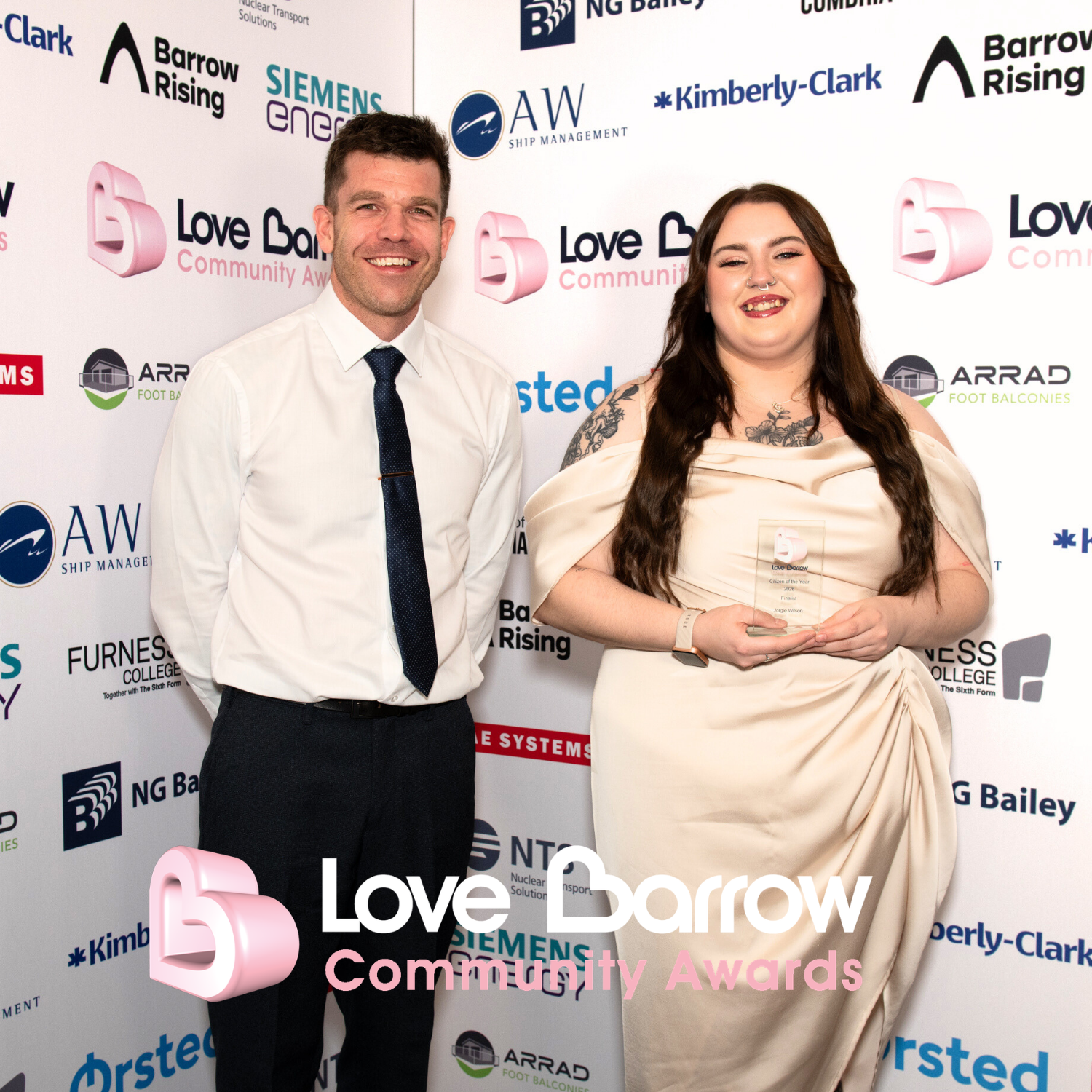 2026 Citizen of the Year Finalist Jorgie Wilson with Sponsor  AW Ship Management Daniel McGowen 