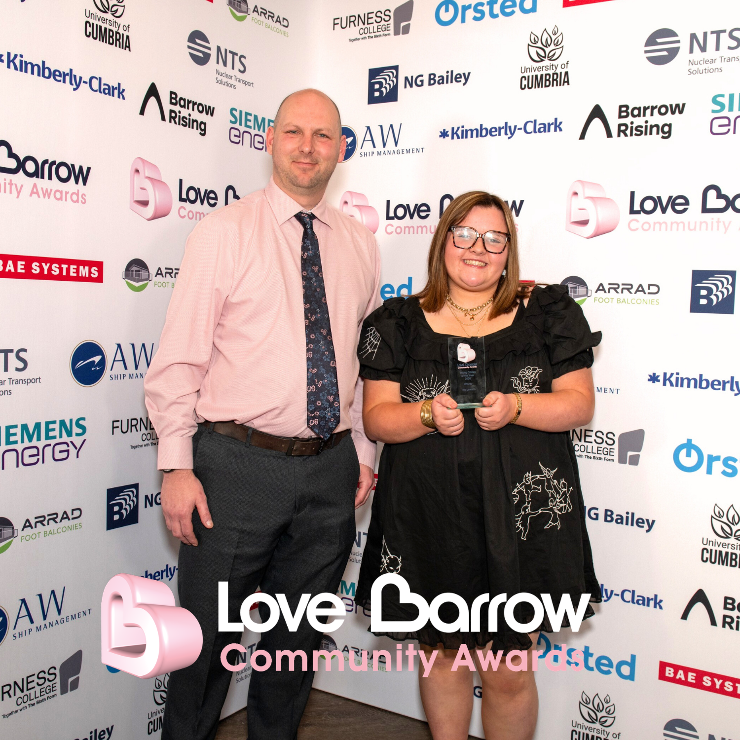 2026 Young Citizen of the Year Winner Tilly Lawson with Sponsor Kimberly Clark James Doughty