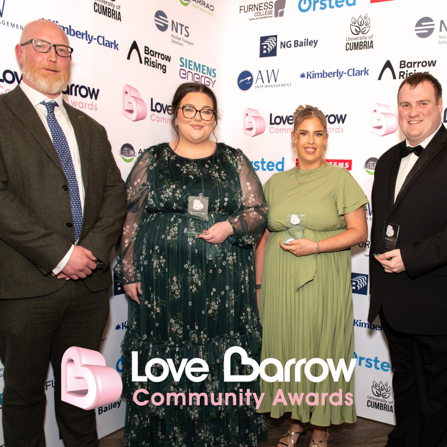 2026 Student of the Year Award | L-R  Furness College  Scott Cubitt, Winner - Livvy Pattinson, Finalist Erin Morgan, Finalist Andrew Burton
